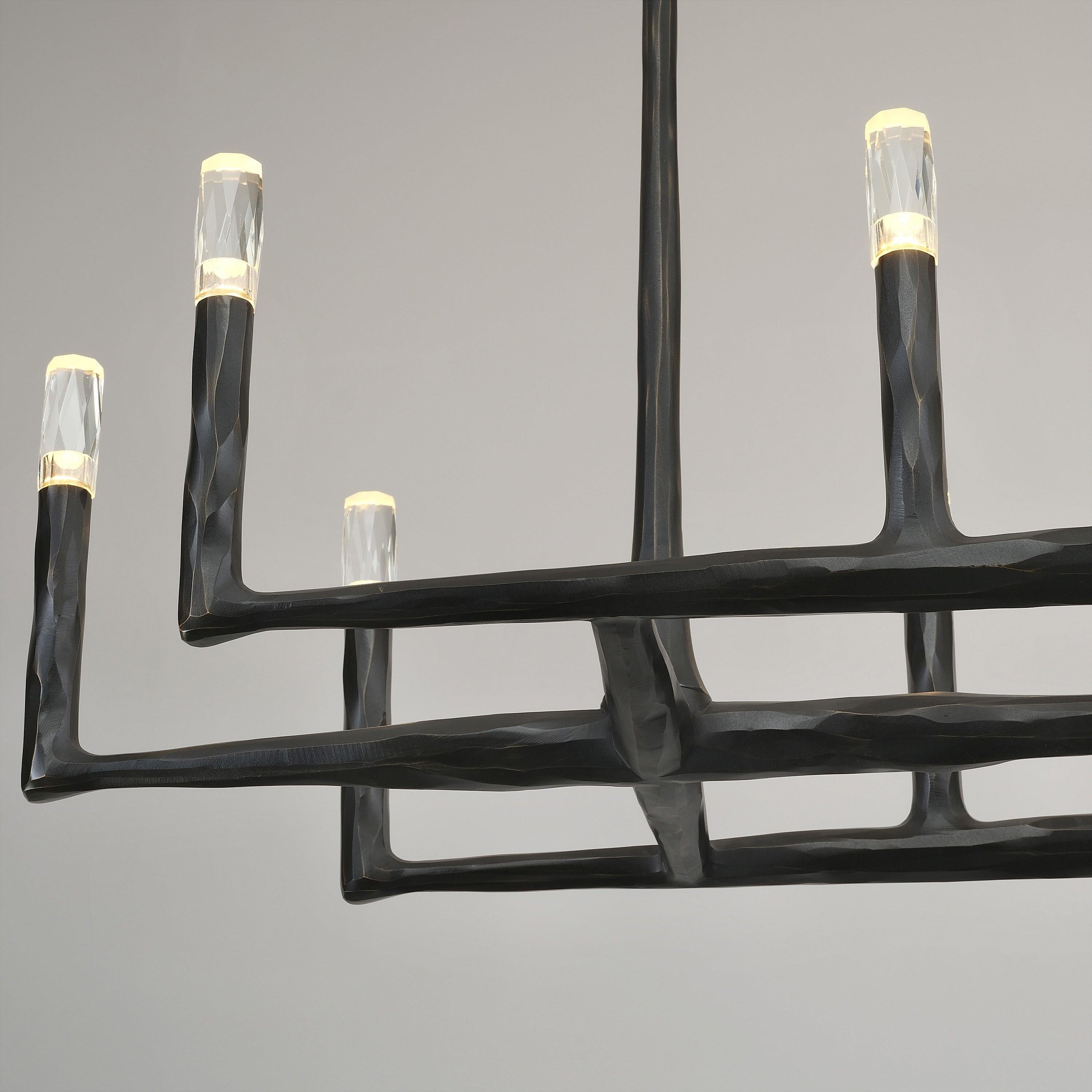 Aurevon 54 Inch Forged Candlestick Linear Chandelier