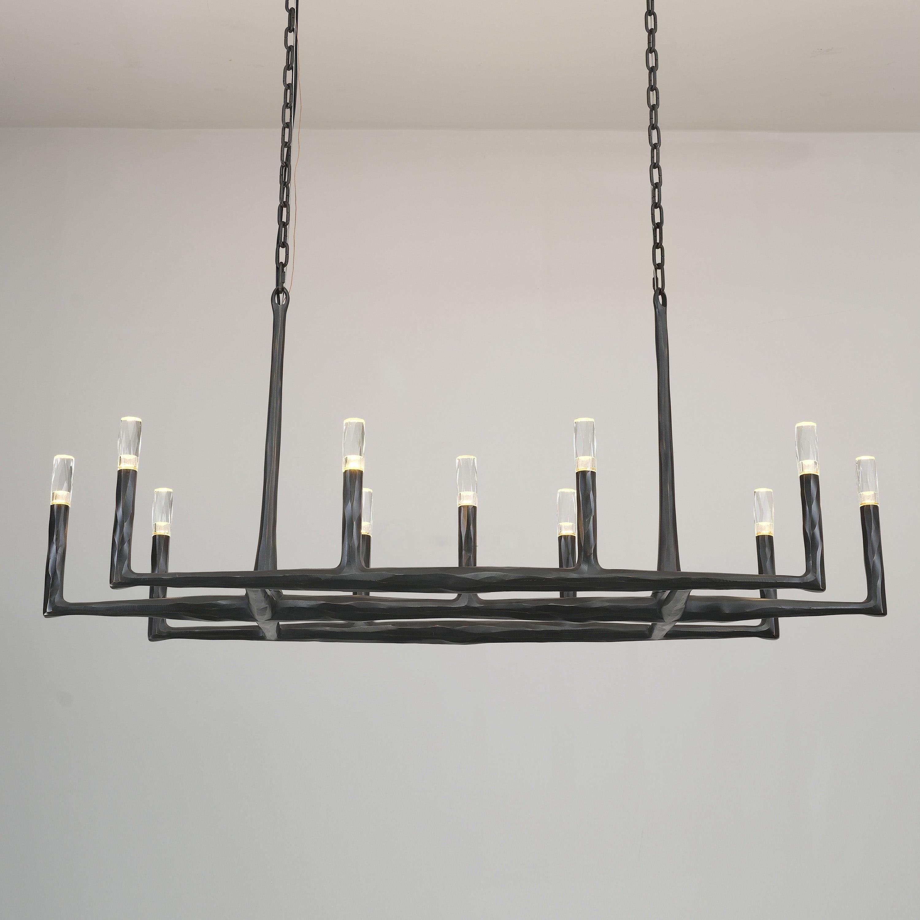 Aurevon 54 Inch Forged Candlestick Linear Chandelier