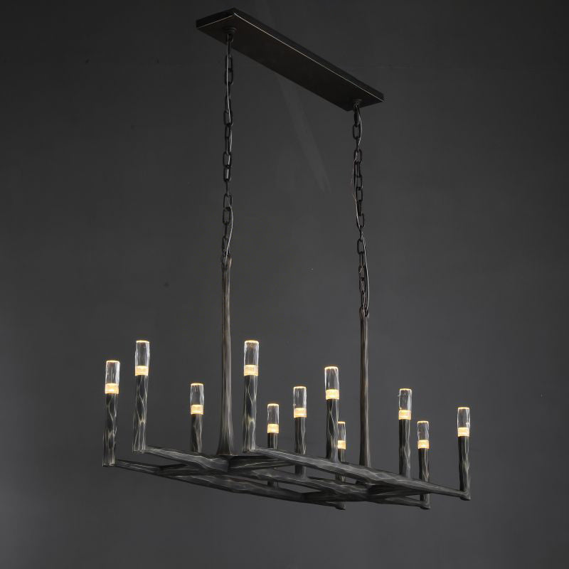 Aurevon 54 Inch Forged Candlestick Linear Chandelier