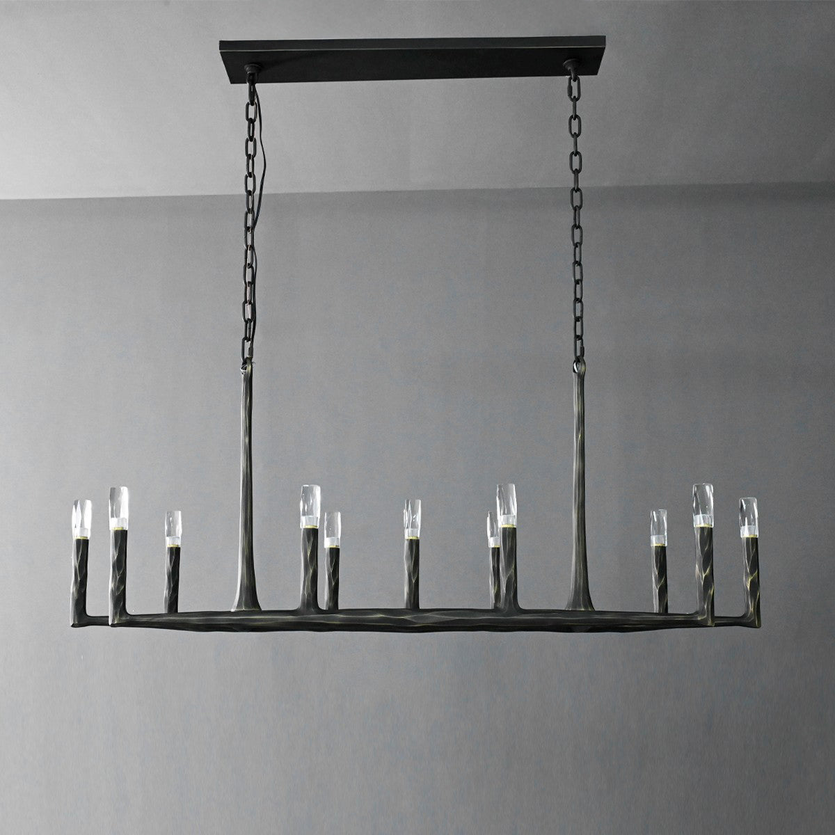 Aurevon 54 Inch Forged Candlestick Linear Chandelier