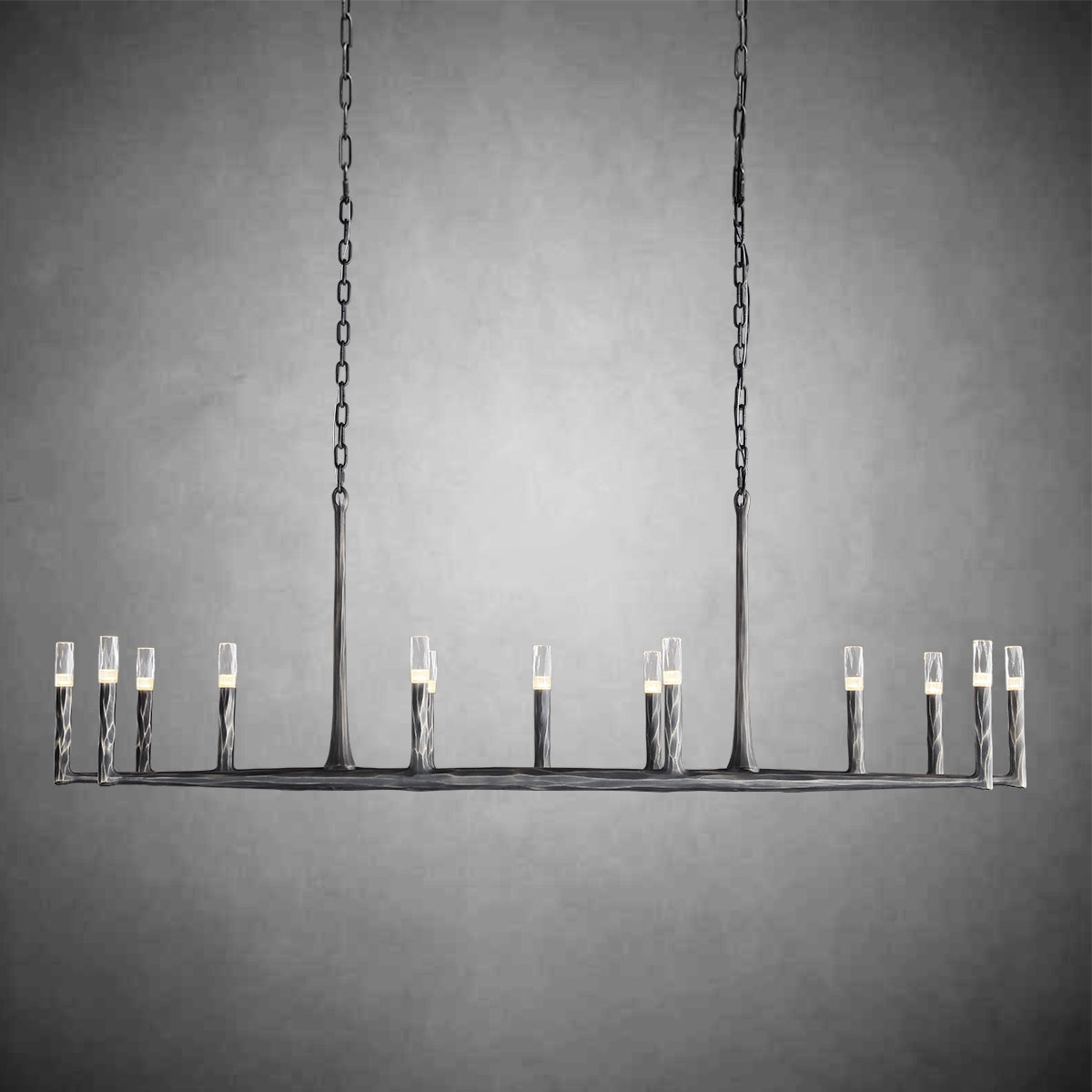 Aurevon 72 Inch Forged Candlestick Linear Chandelier