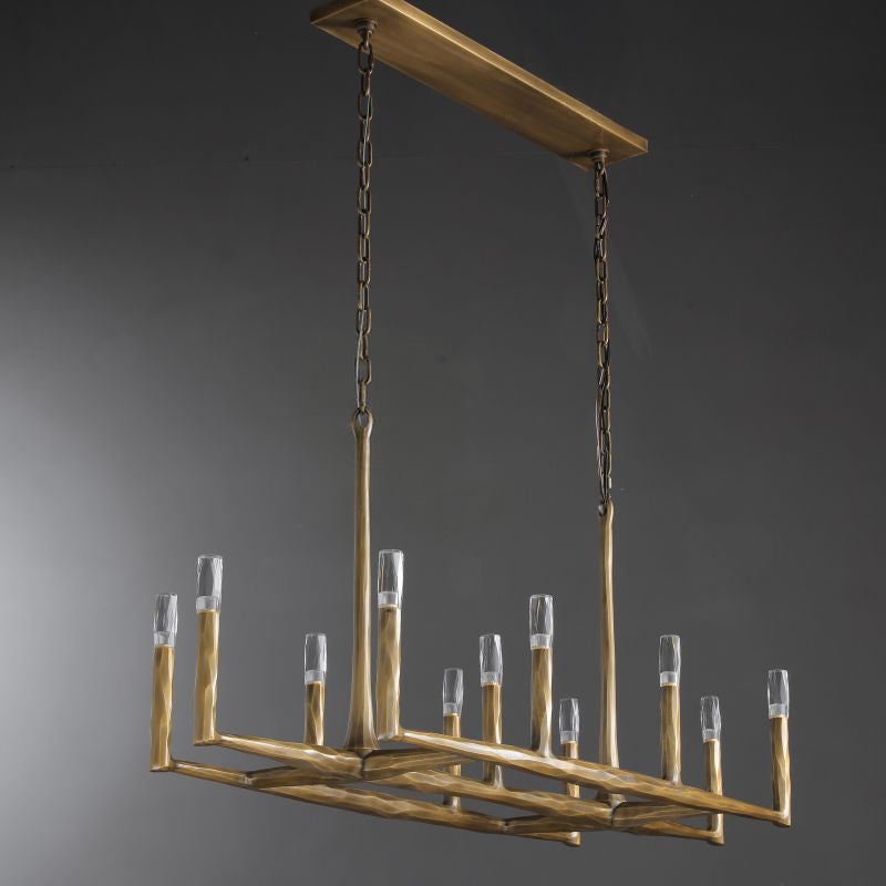Aurevon 54 Inch Forged Candlestick Linear Chandelier