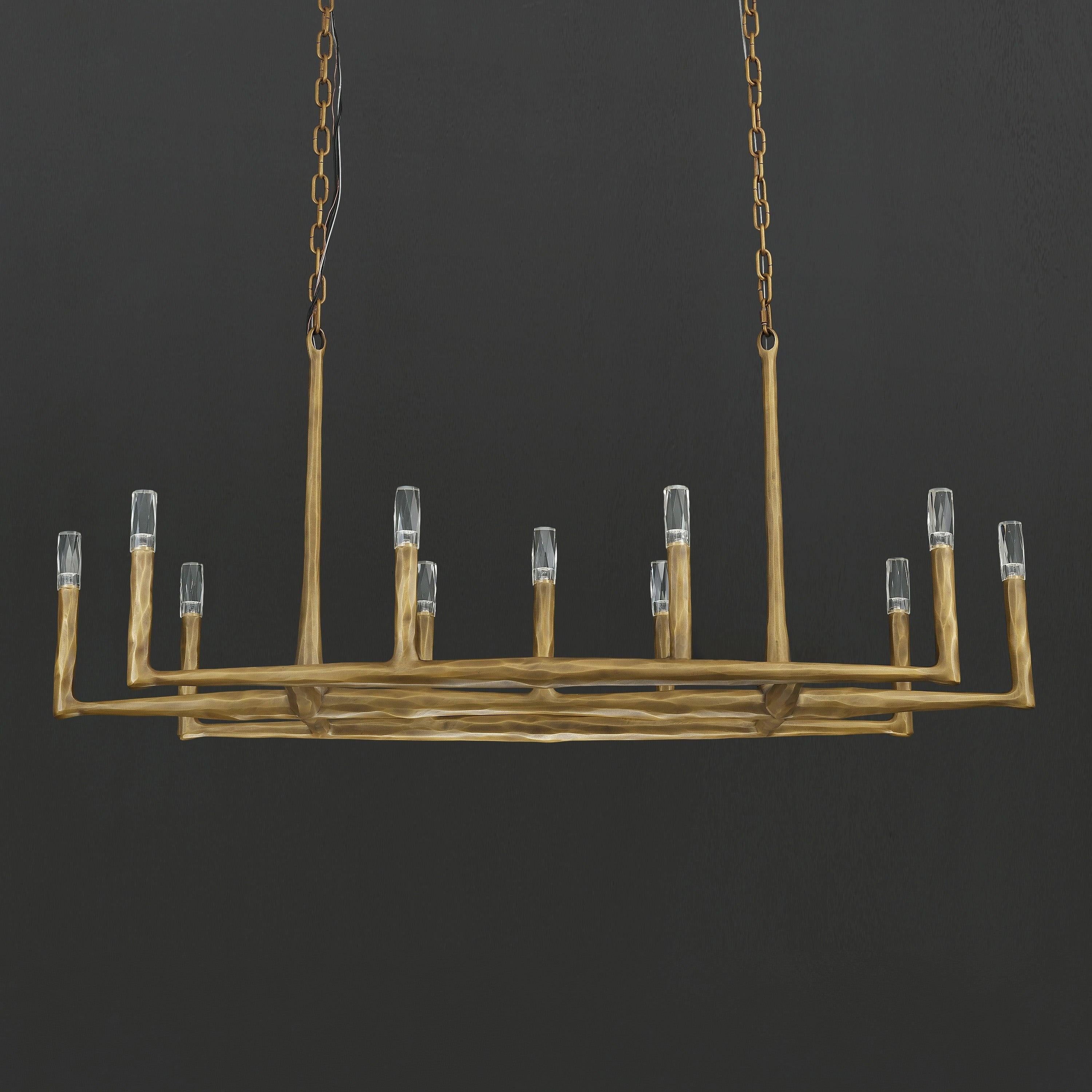 Aurevon 54 Inch Forged Candlestick Linear Chandelier