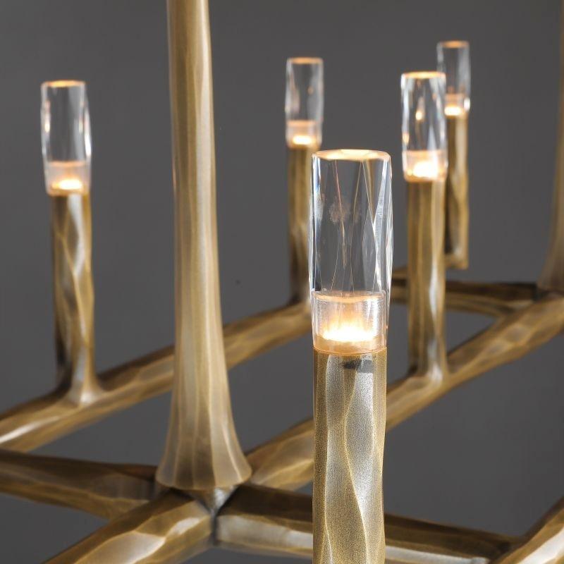 Aurevon 54 Inch Forged Candlestick Linear Chandelier