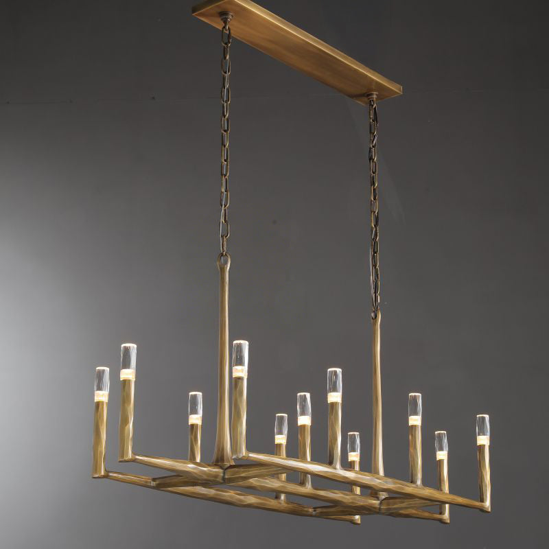 Aurevon 54 Inch Forged Candlestick Linear Chandelier