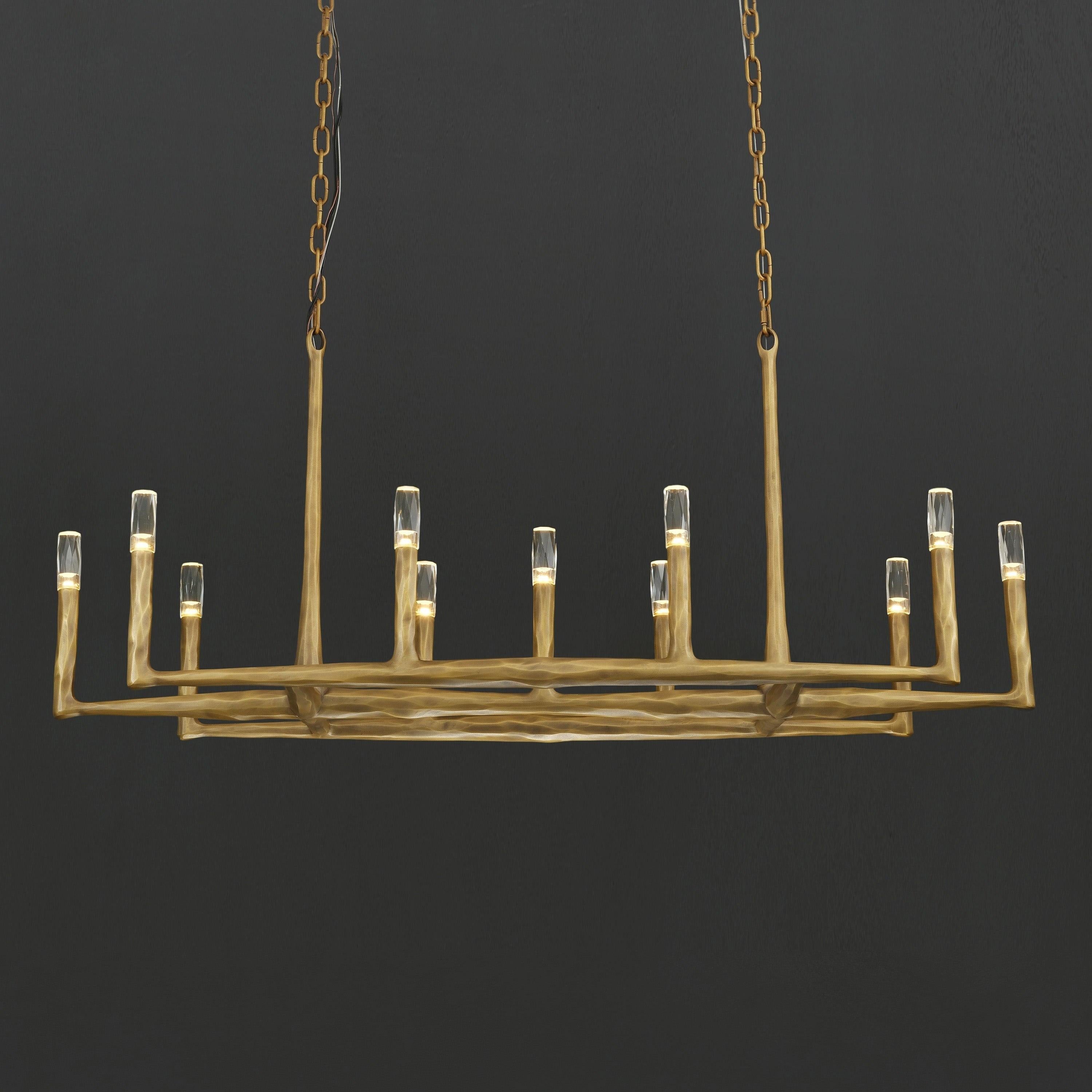 Aurevon 54 Inch Forged Candlestick Linear Chandelier