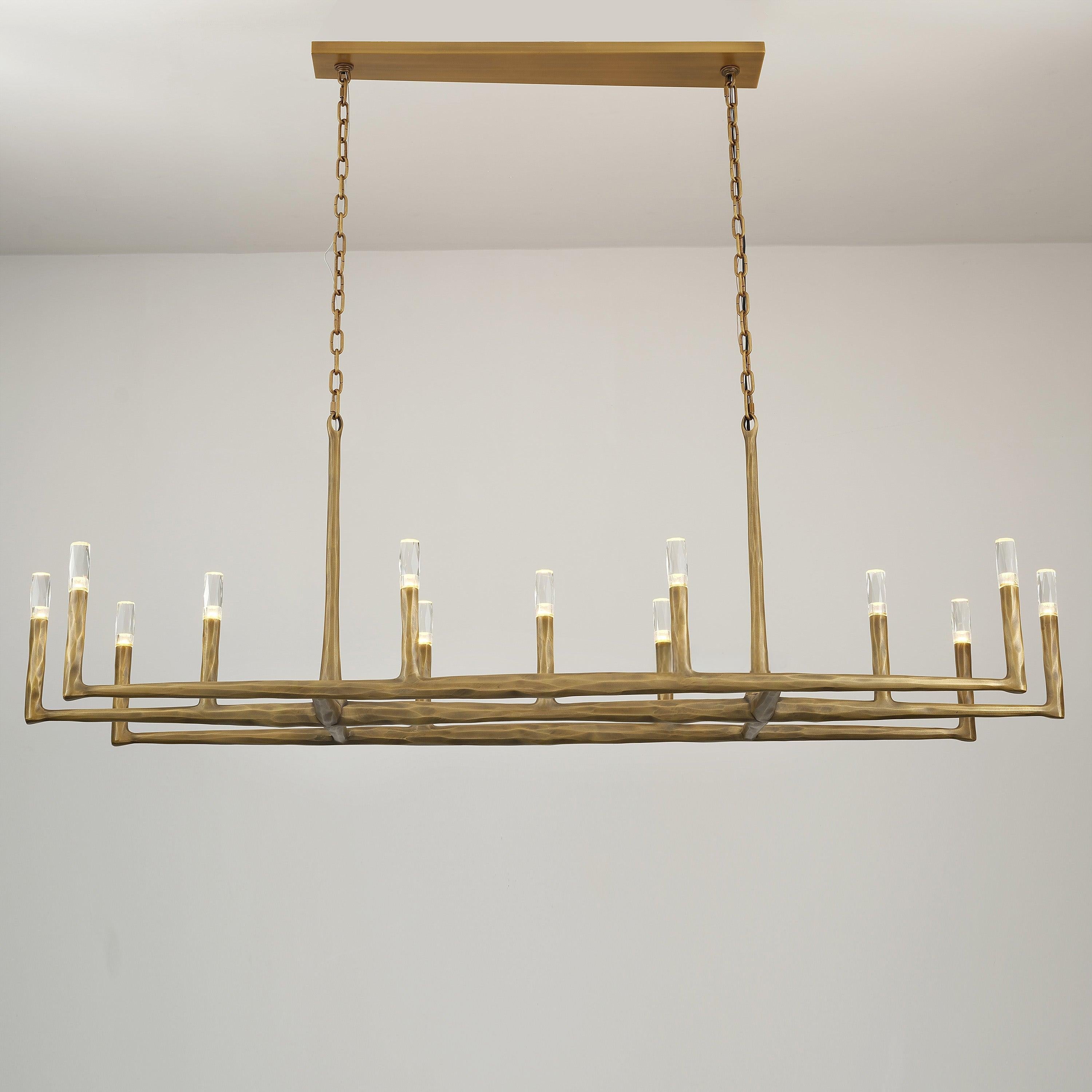 Aurevon 72 Inch Forged Candlestick Linear Chandelier