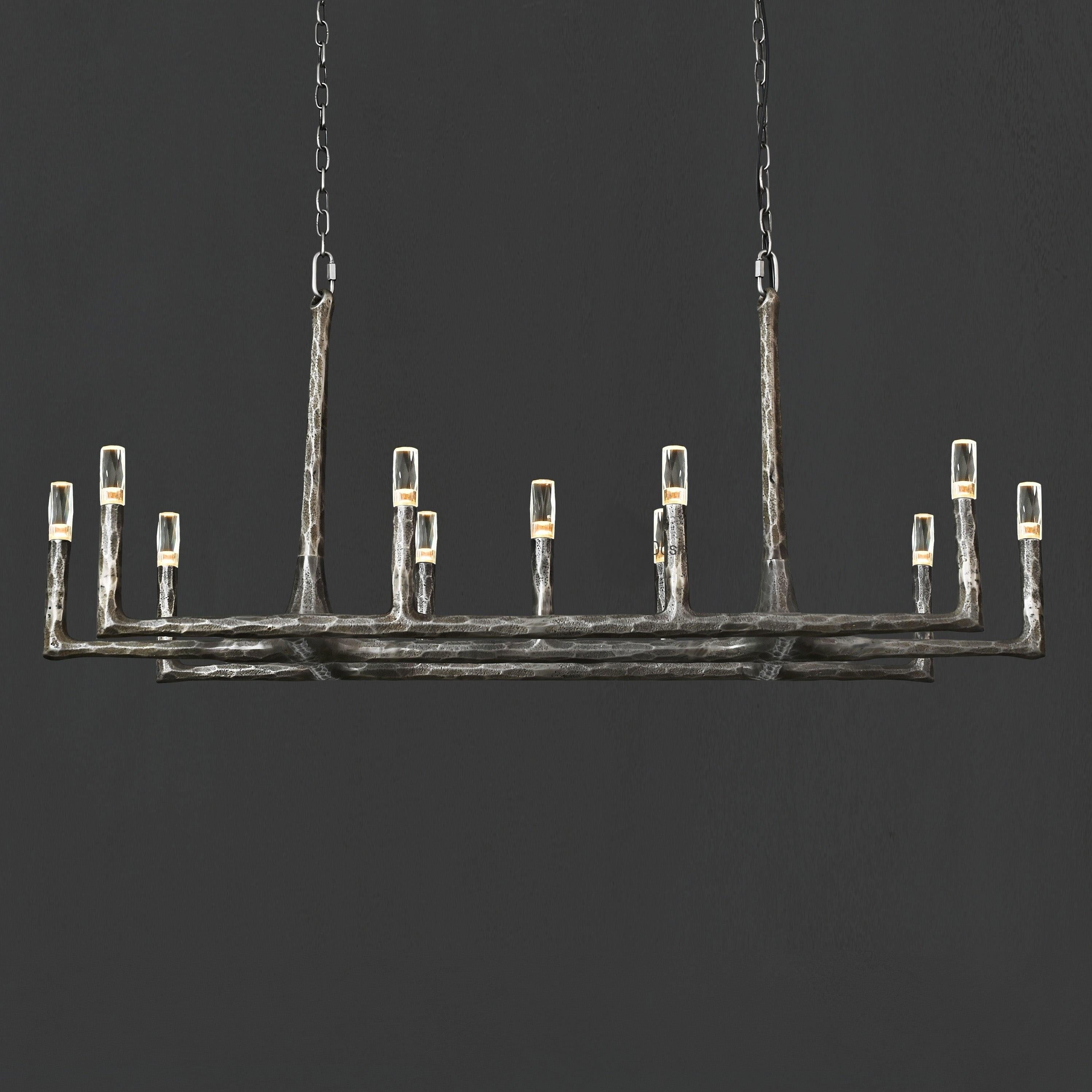 Aurevon 54 Inch Forged Candlestick Linear Chandelier