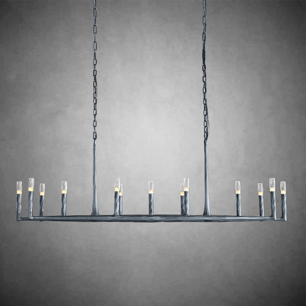 Aurevon 72 Inch Forged Candlestick Linear Chandelier