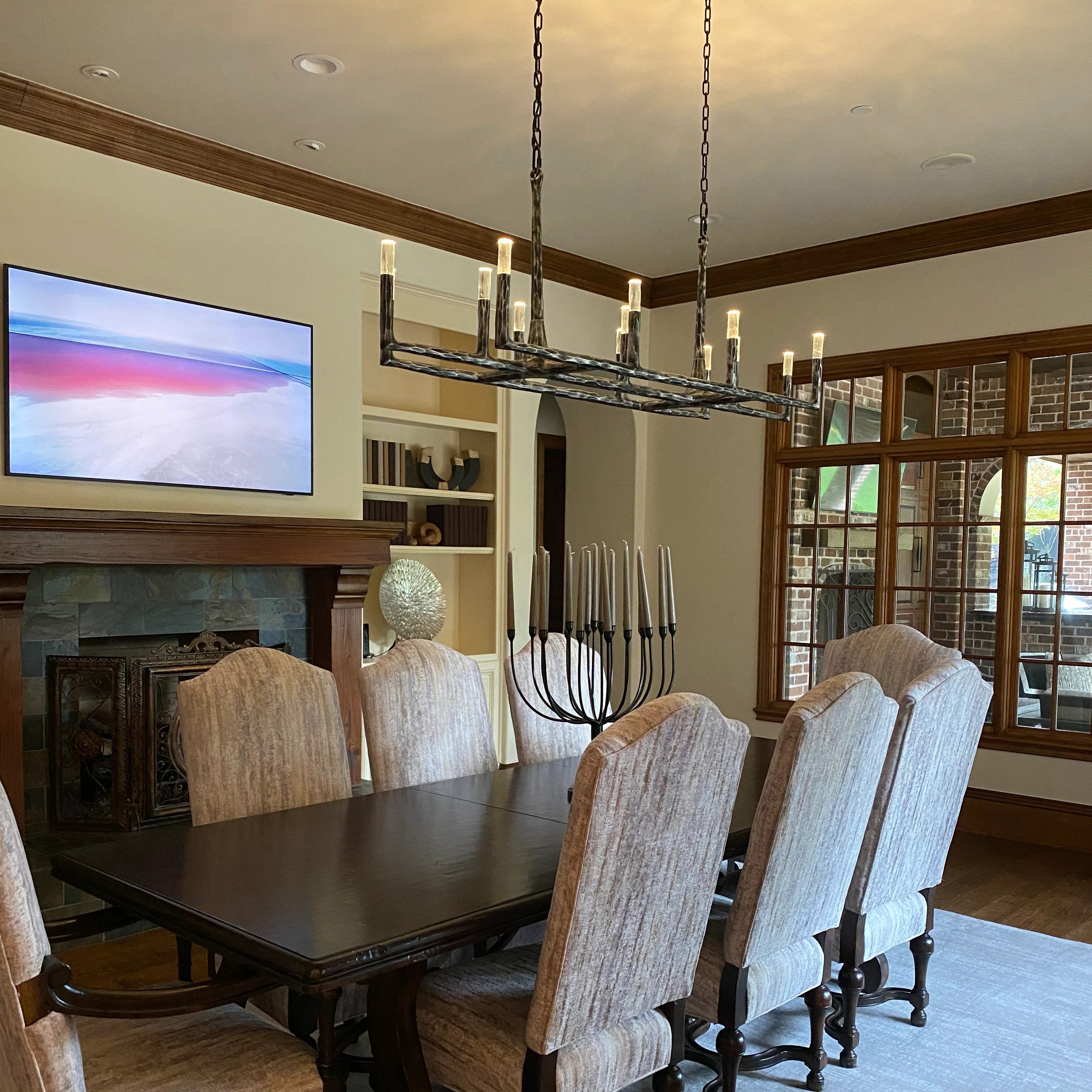 Aurevon 72 Inch Forged Candlestick Linear Chandelier