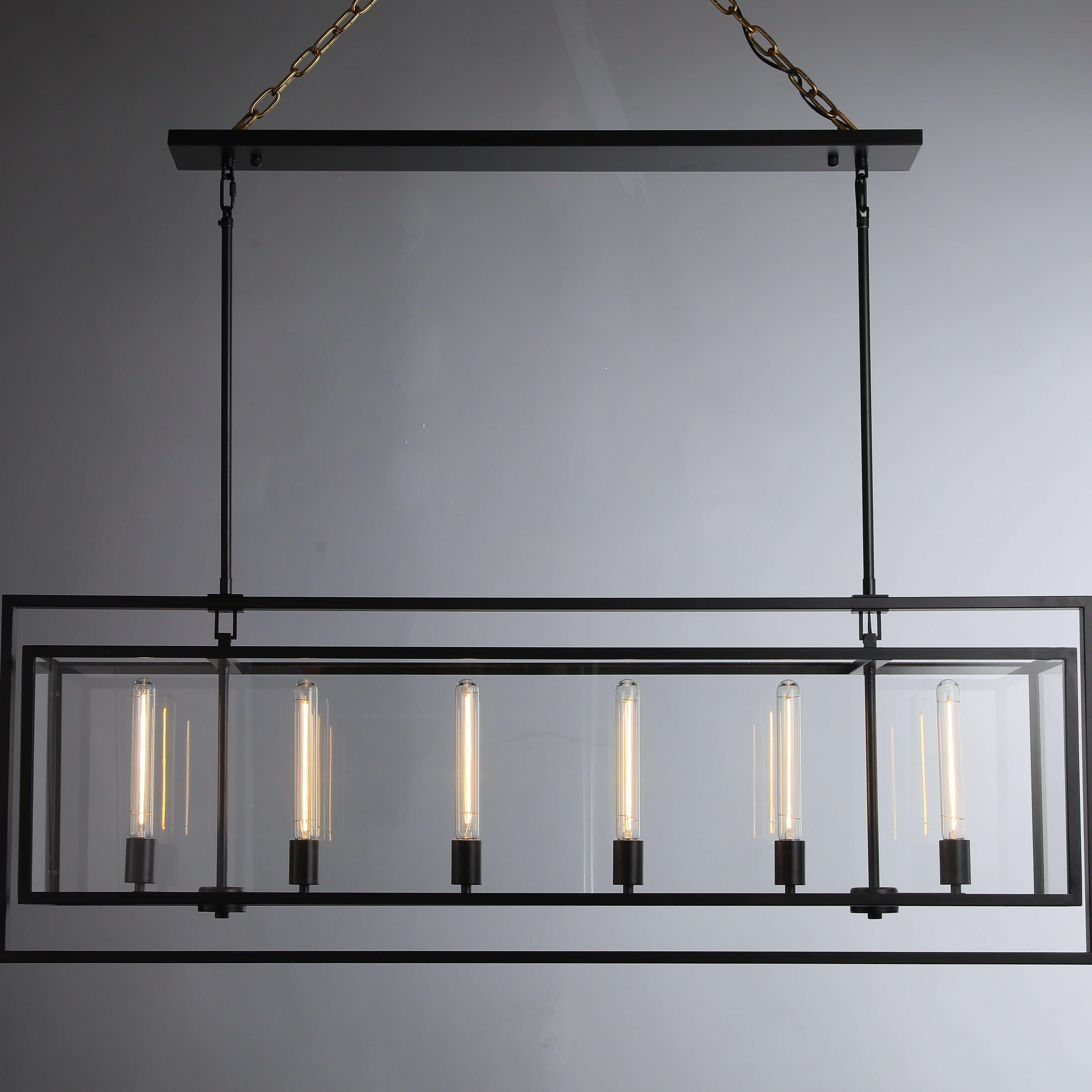 Becker 54 Inch Candelabra Rectangular Glass Chandelier