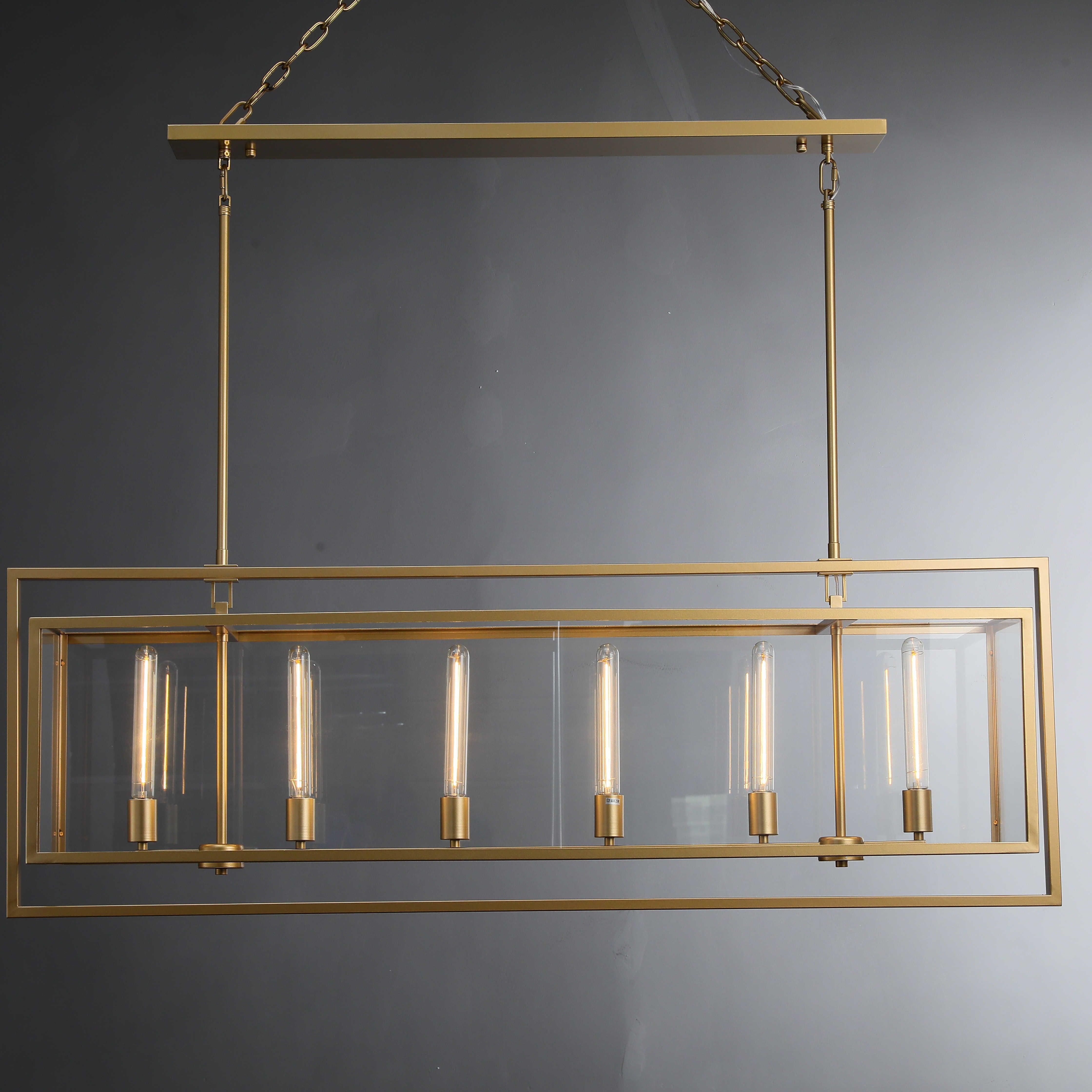 Becker 54 Inch Candelabra Rectangular Glass Chandelier