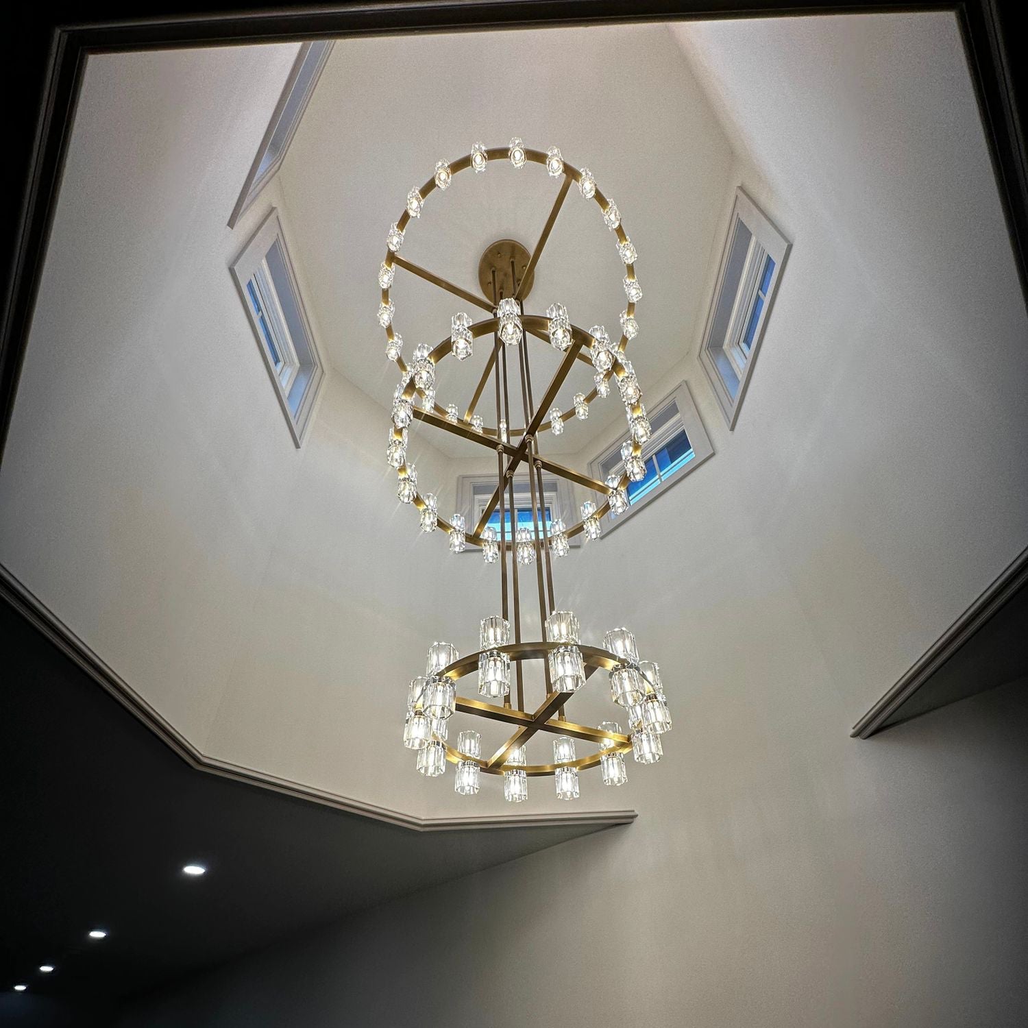 Corvian 60 Inch Three-Tier Modern Crystal Wheel Chandelier