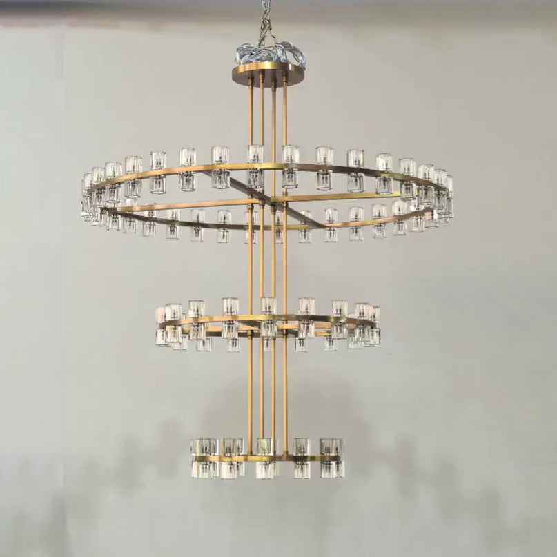Corvian 60 Inch Three-Tier Modern Crystal Wheel Chandelier