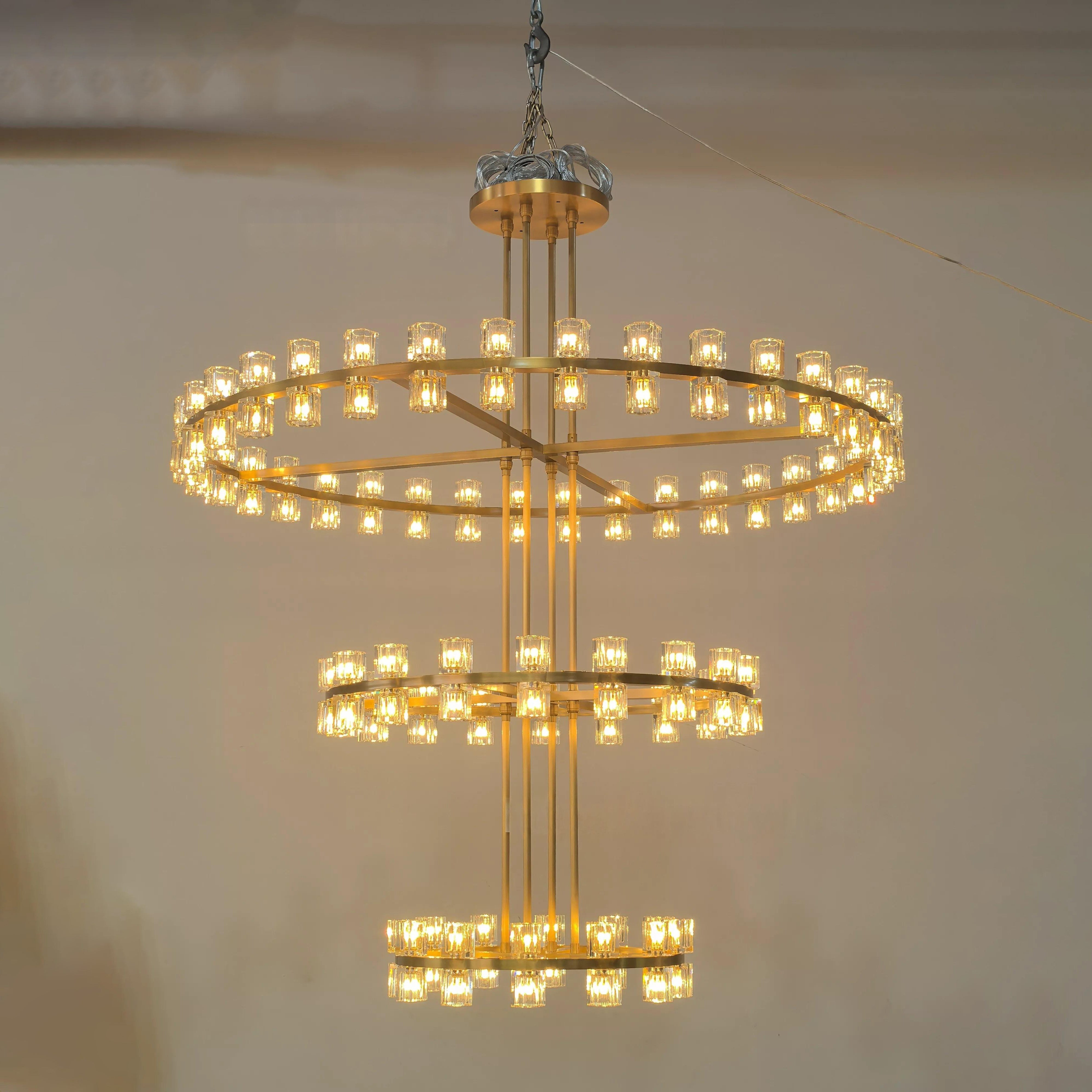 Corvian 60 Inch Three-Tier Modern Crystal Wheel Chandelier