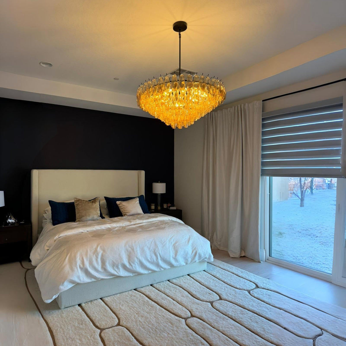 Chara 36" Amber Murano Glass Tiered Chandelier