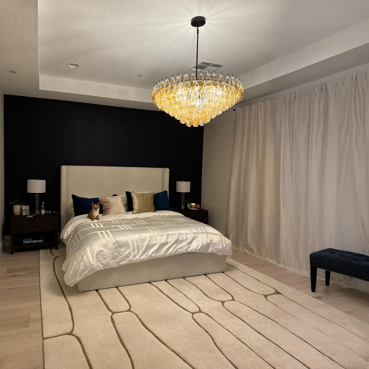 Chara 36" Amber Murano Glass Tiered Chandelier