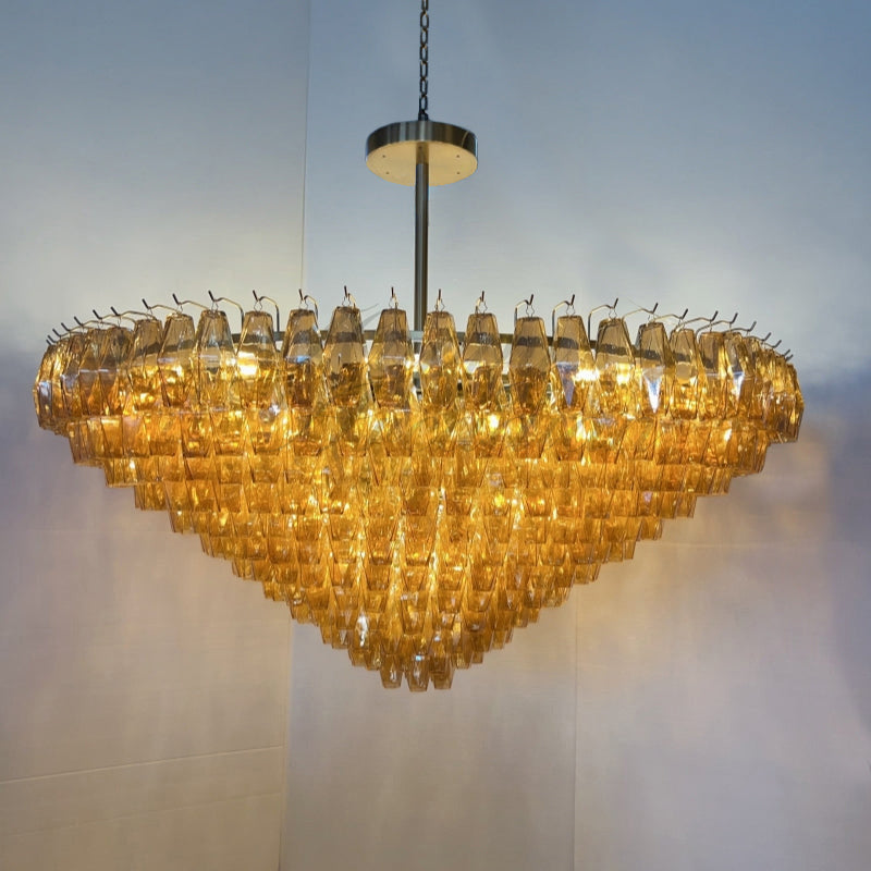Chara 62" Amber Murano Glass Tiered Chandelier