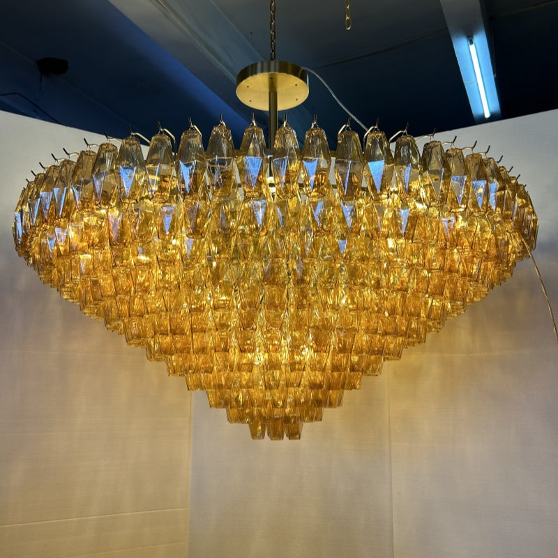 Chara 62" Amber Murano Glass Tiered Chandelier