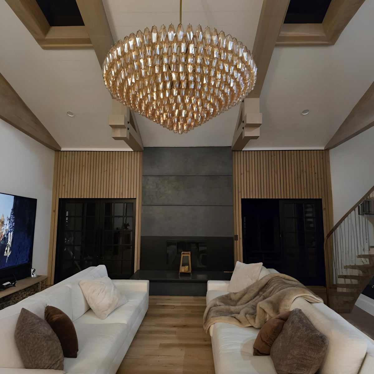 Chara 62" Amber Murano Glass Tiered Chandelier