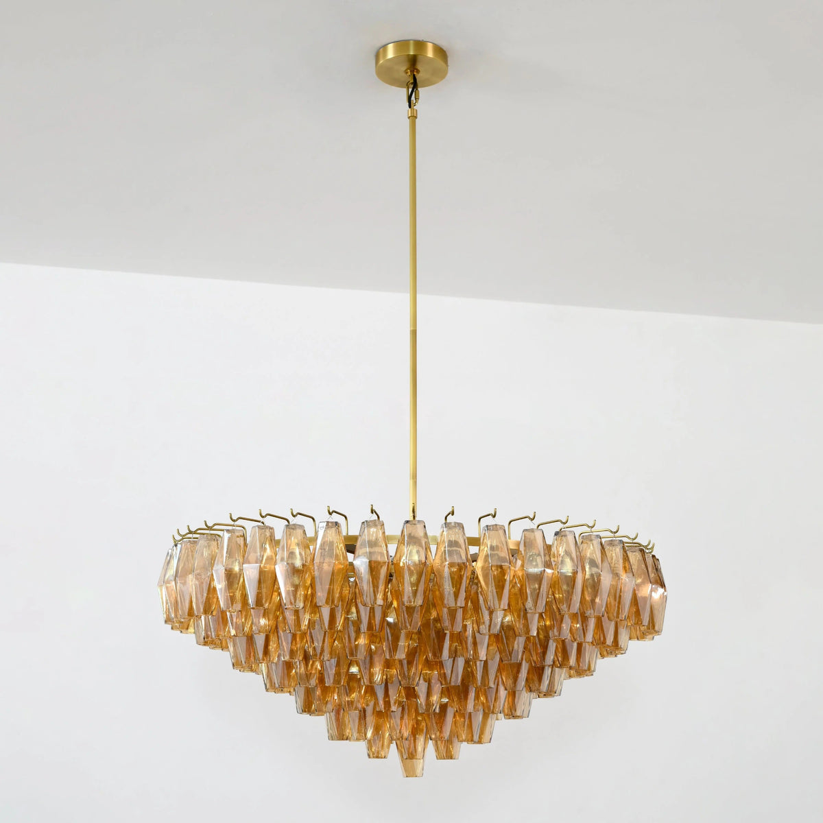 Chara 36" Amber Murano Glass Tiered Chandelier