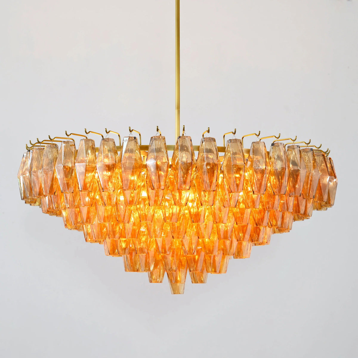 Chara 36" Amber Murano Glass Tiered Chandelier