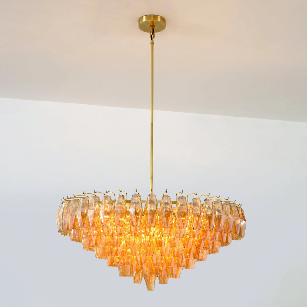 Chara 36" Amber Murano Glass Tiered Chandelier