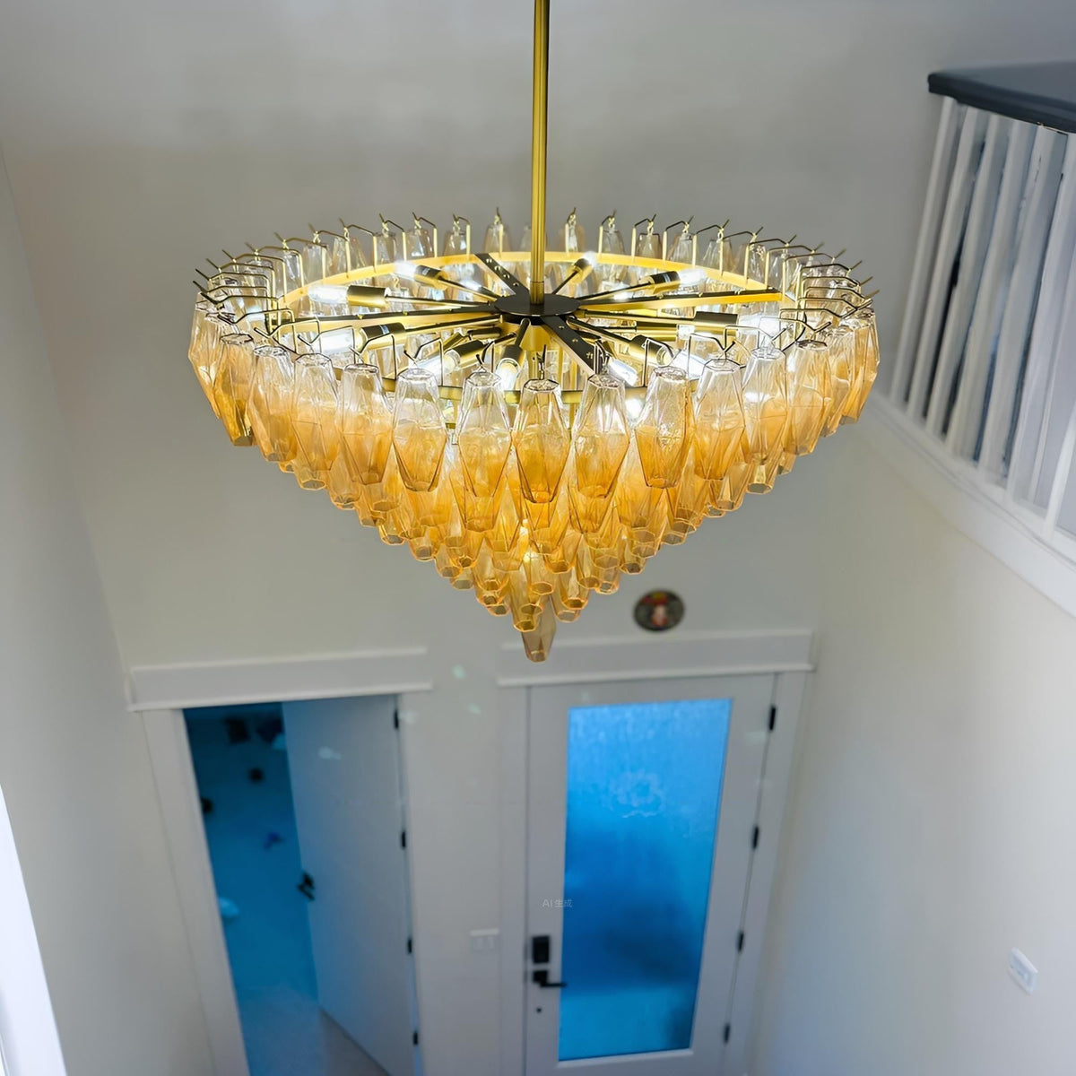 Chara 36" Amber Murano Glass Tiered Chandelier
