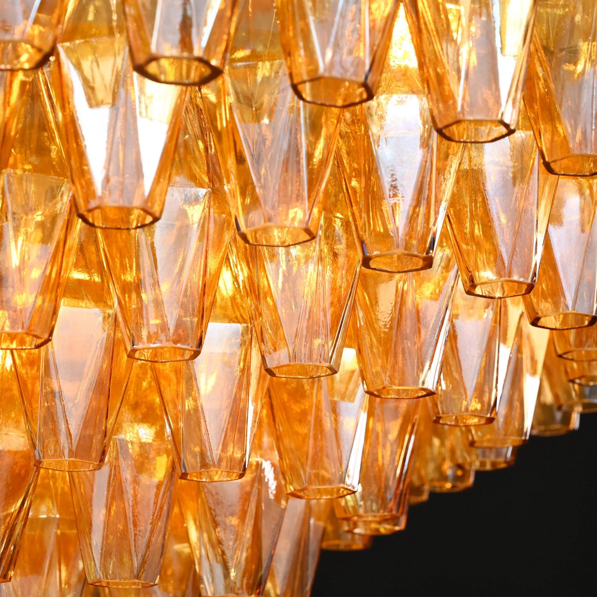 Chara 36" Amber Murano Glass Tiered Chandelier