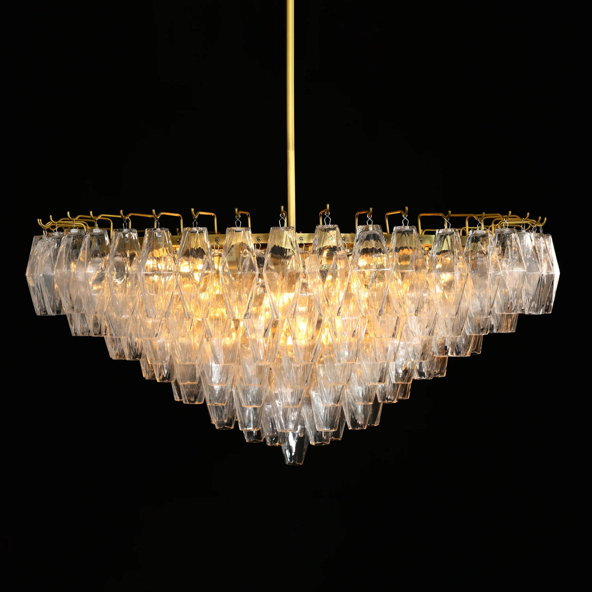 Chara 36" Clear Murano Glass Tiered Chandelier