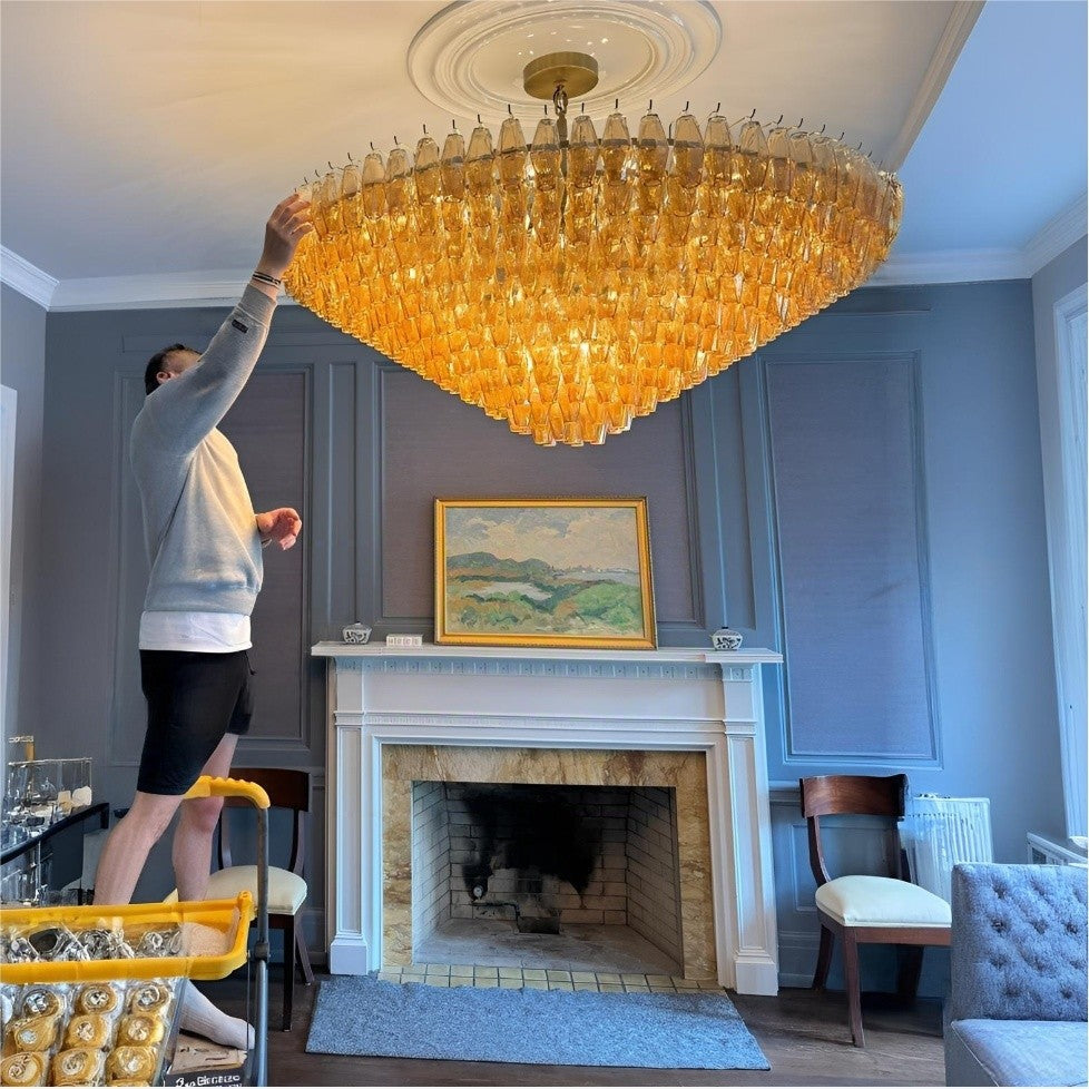 Chara 62" Amber Murano Glass Tiered Chandelier