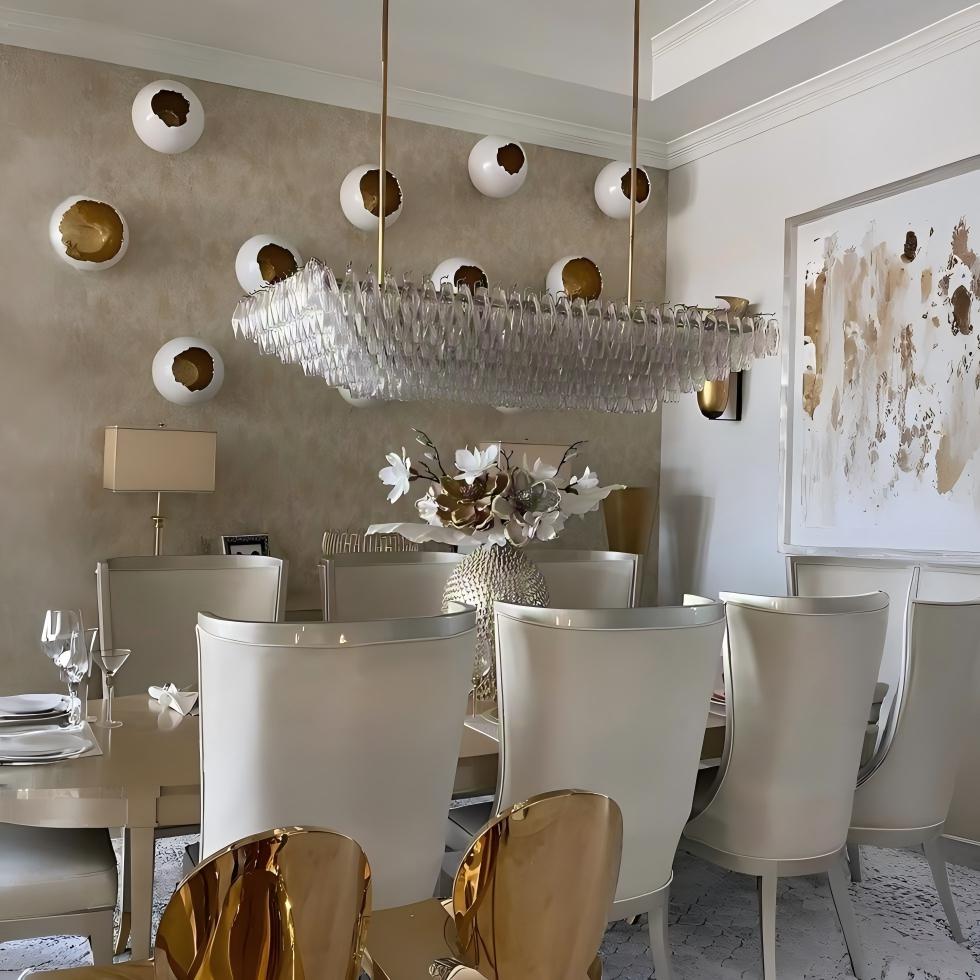Chara 74" Clear Murano Glass Rectangular Tiered Chandelier