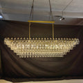 Chara 74" Clear Murano Glass Rectangular Tiered Chandelier