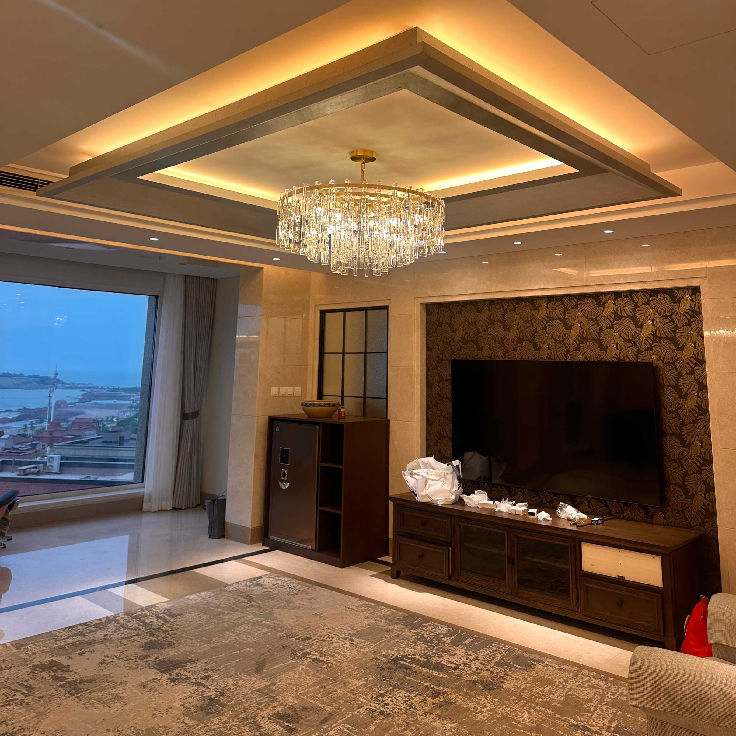 Virelle 36 Inch Chain Crystal Round Chandelier