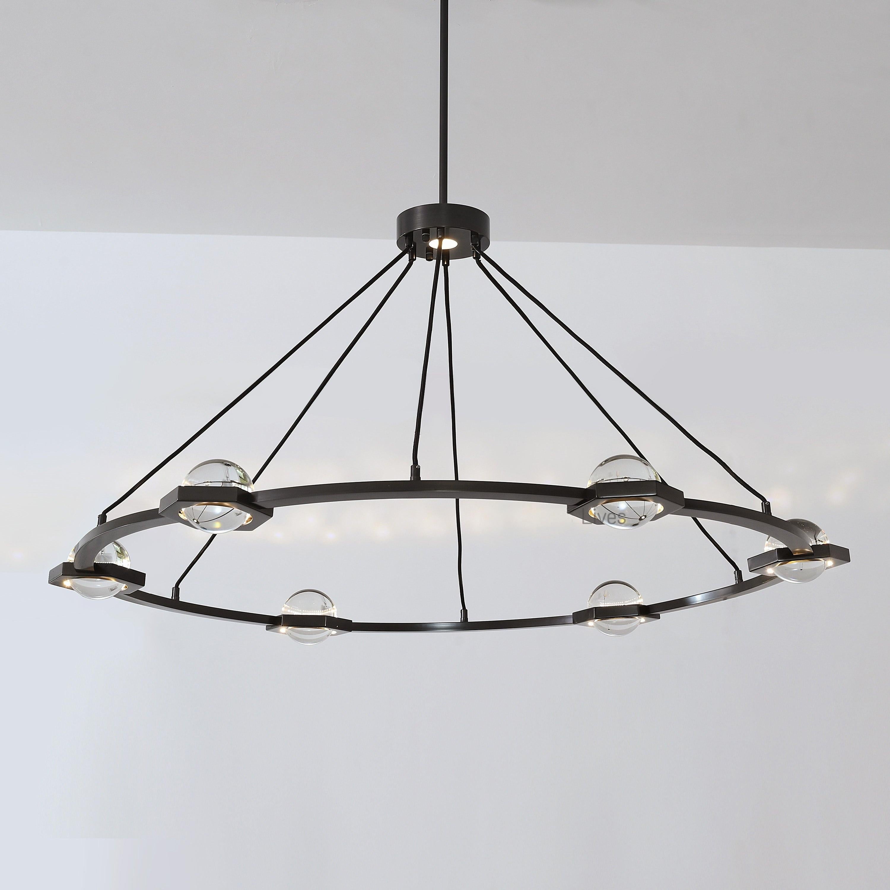 Caldris 48 Inch Globe Crystal Ring Chandelier