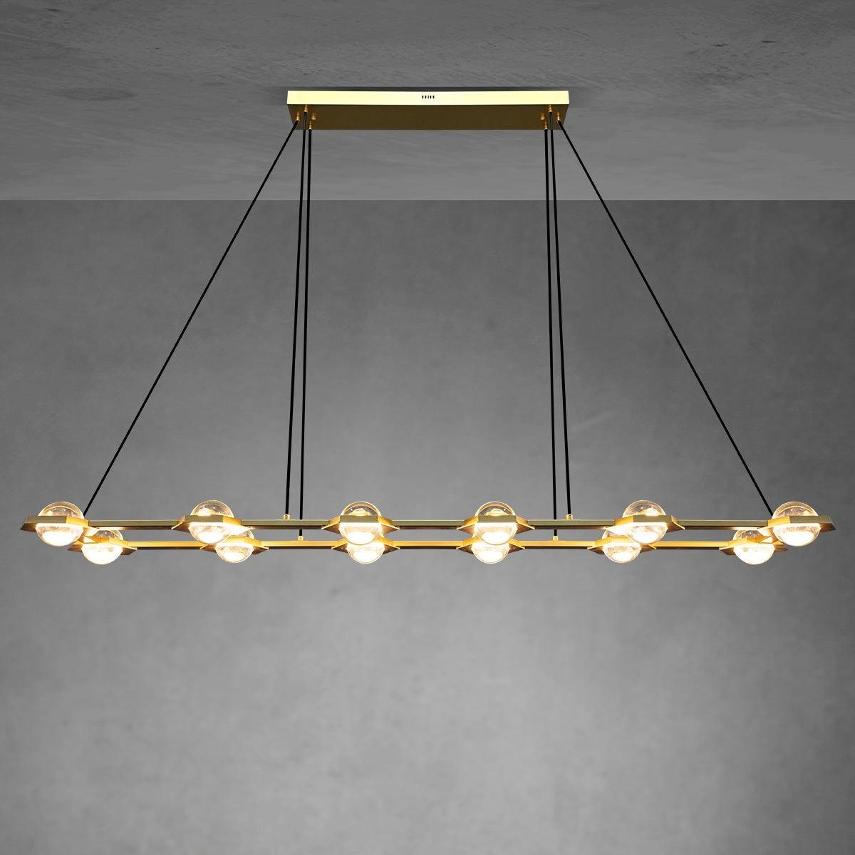 Caldris 72 Inch Globe Crystal Rectangular Chandelier