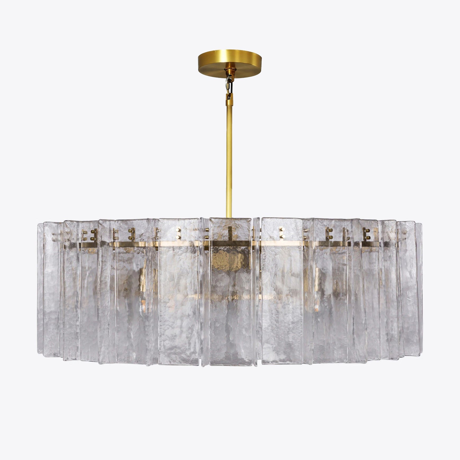 Zorion 48 Inch Clear Textured Glass Round Chandelier