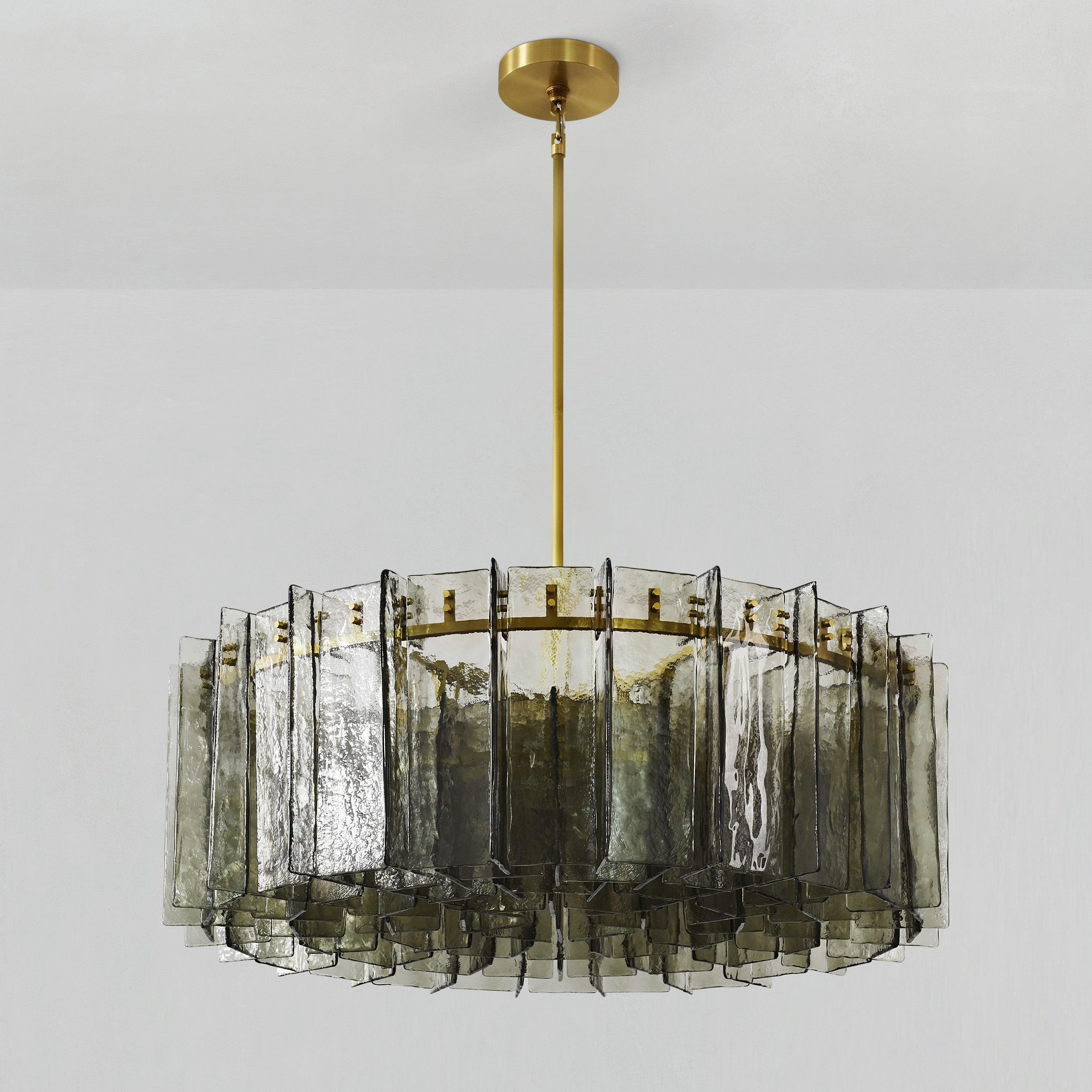 Zorion 48 Inch Smoked Textured Glass Round Chandelier