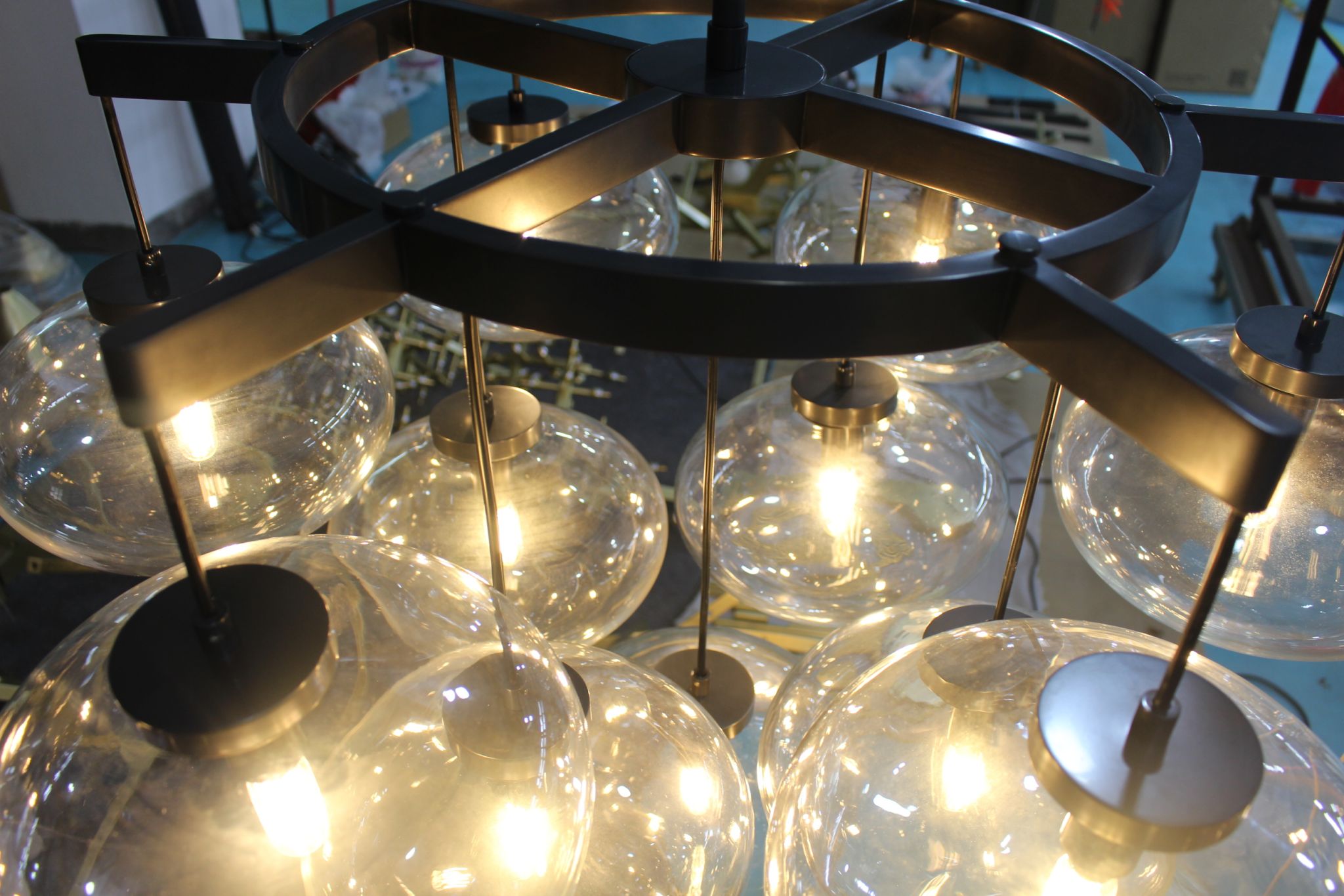 Velmora 36 Inch Clear Glass Bubble Chandelier