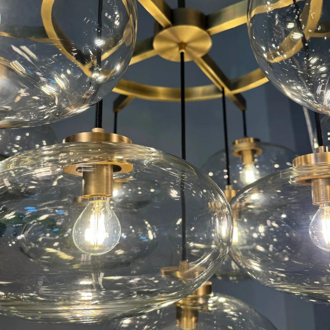 Velmora 36 Inch Clear Glass Bubble Chandelier