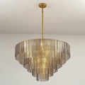 Nuvora 40" Ribbed Smoked Glass Tiered Murano Glass Chandelier