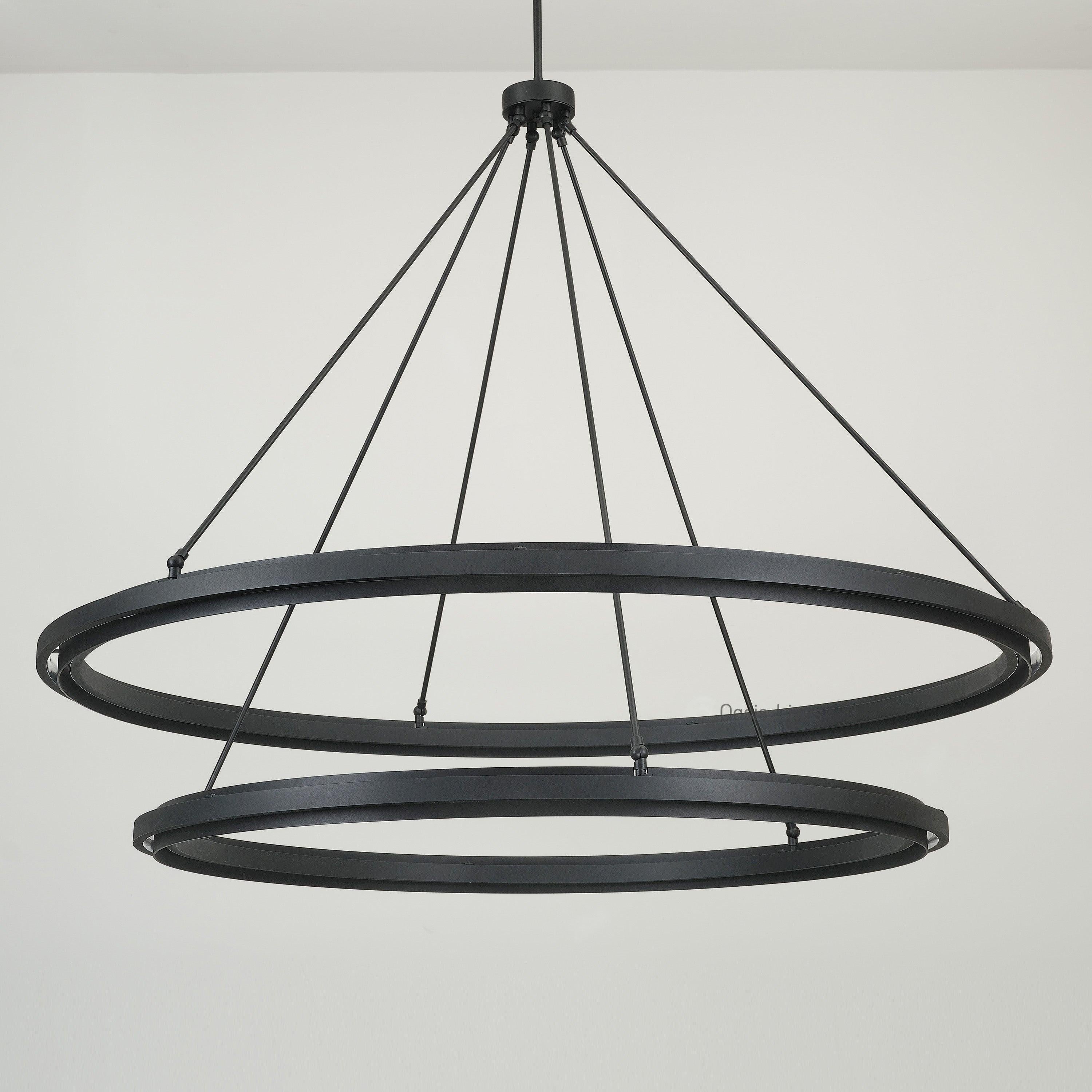 Knight 60 Inch Forged Iron Two-Tier Ring LED Chandelier