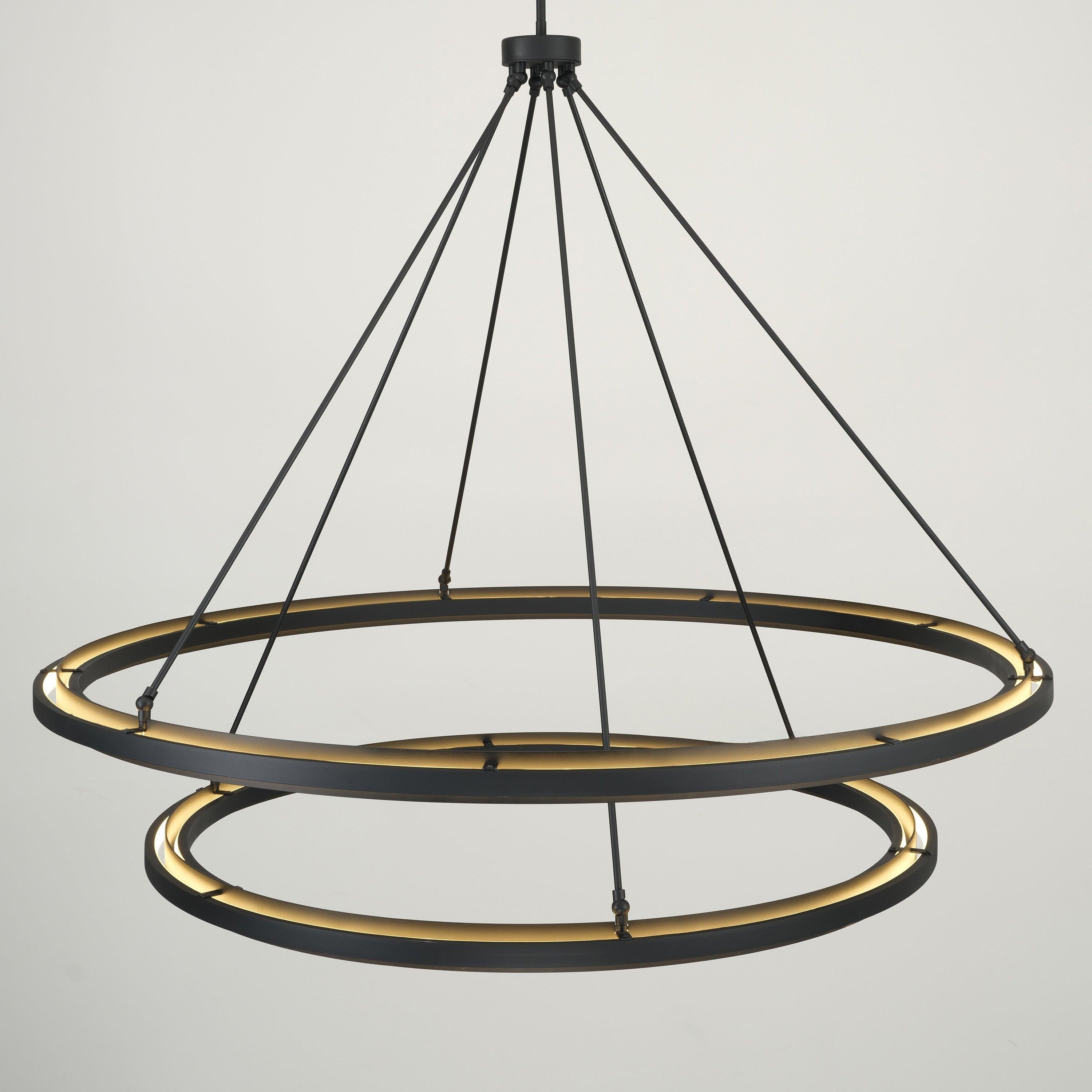 Knight 60 Inch Forged Iron Two-Tier Ring LED Chandelier