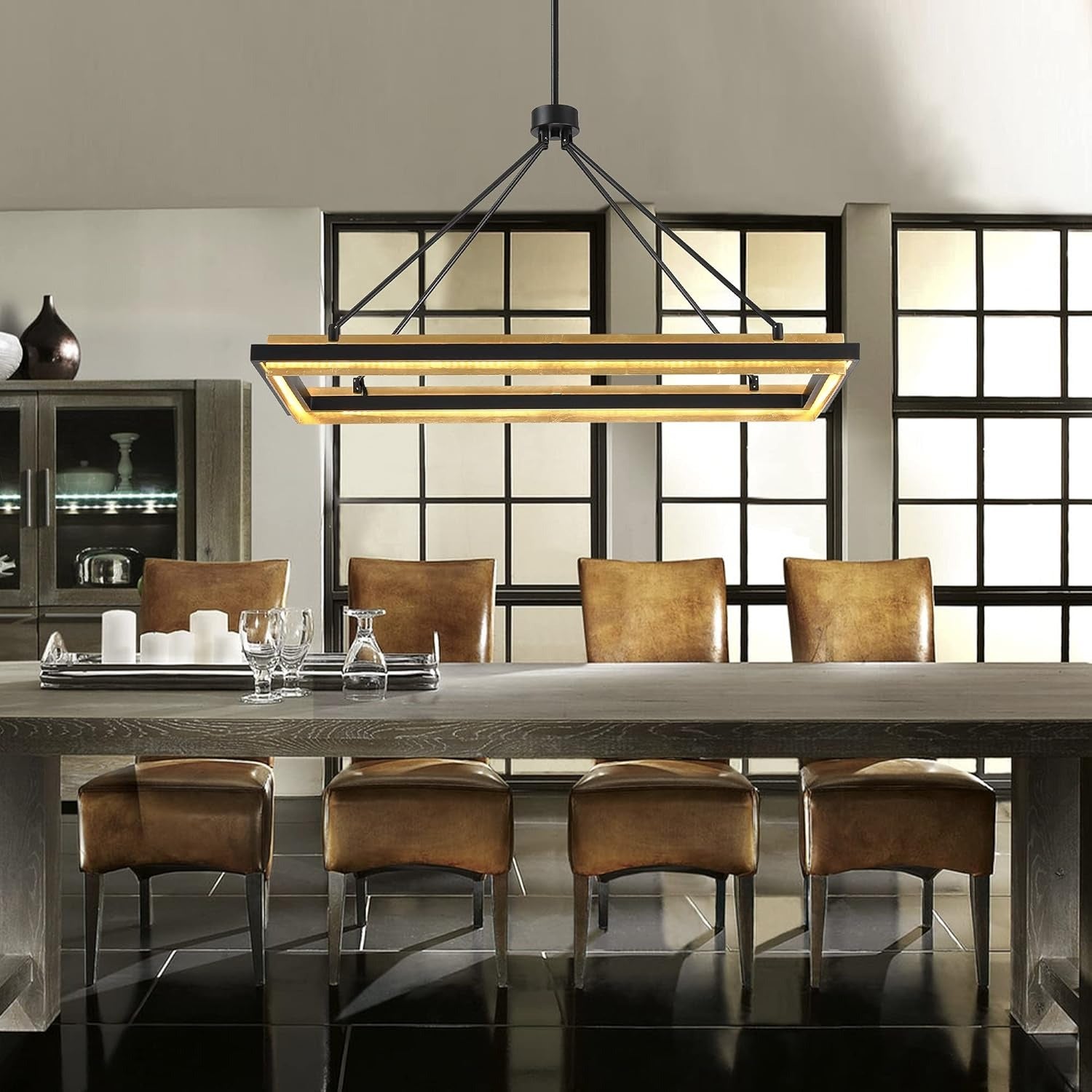 Knight 48 Inch Forged Iron Rectangular LED Chandelier