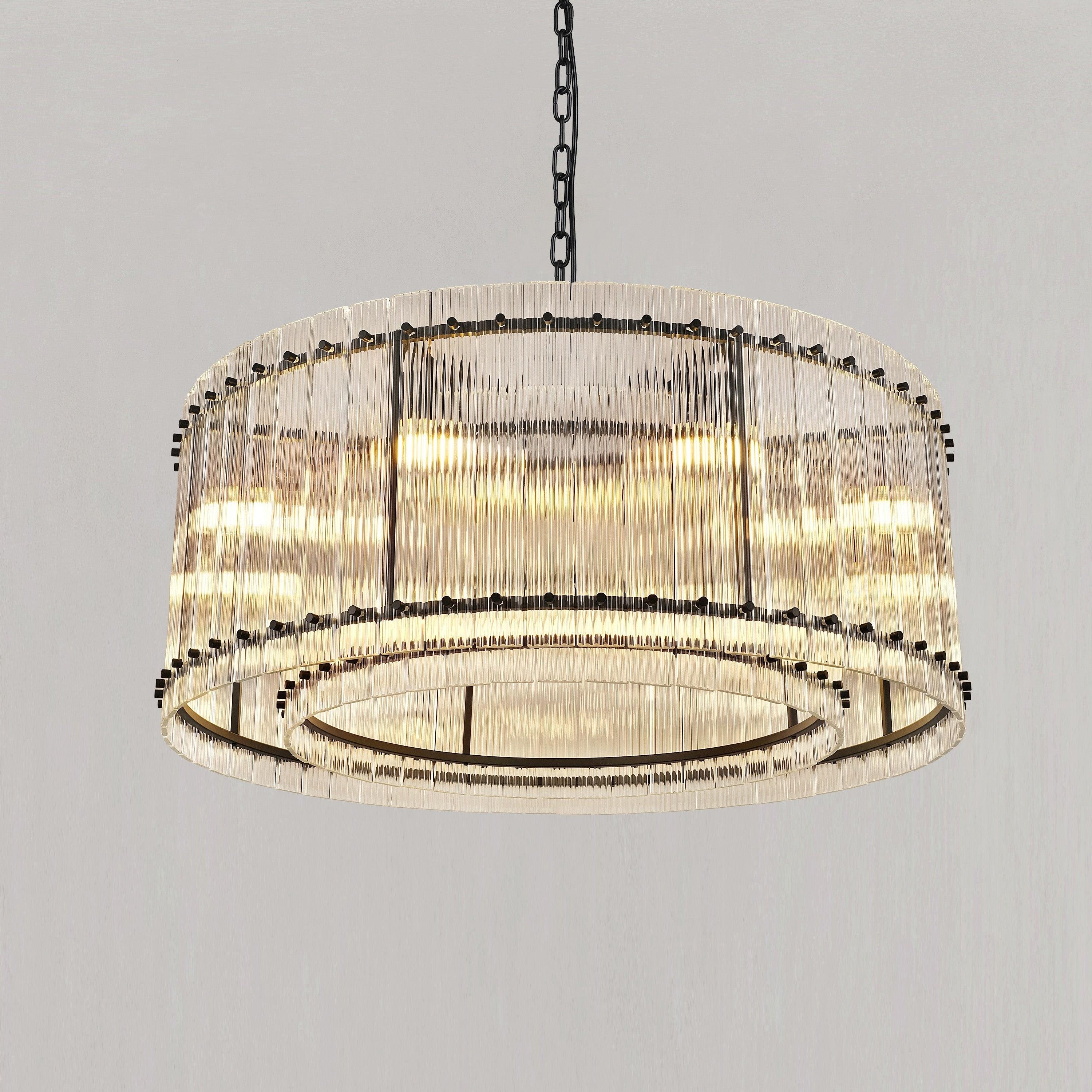 Santa 37 Inch Ribbed Glass Round Chandelier