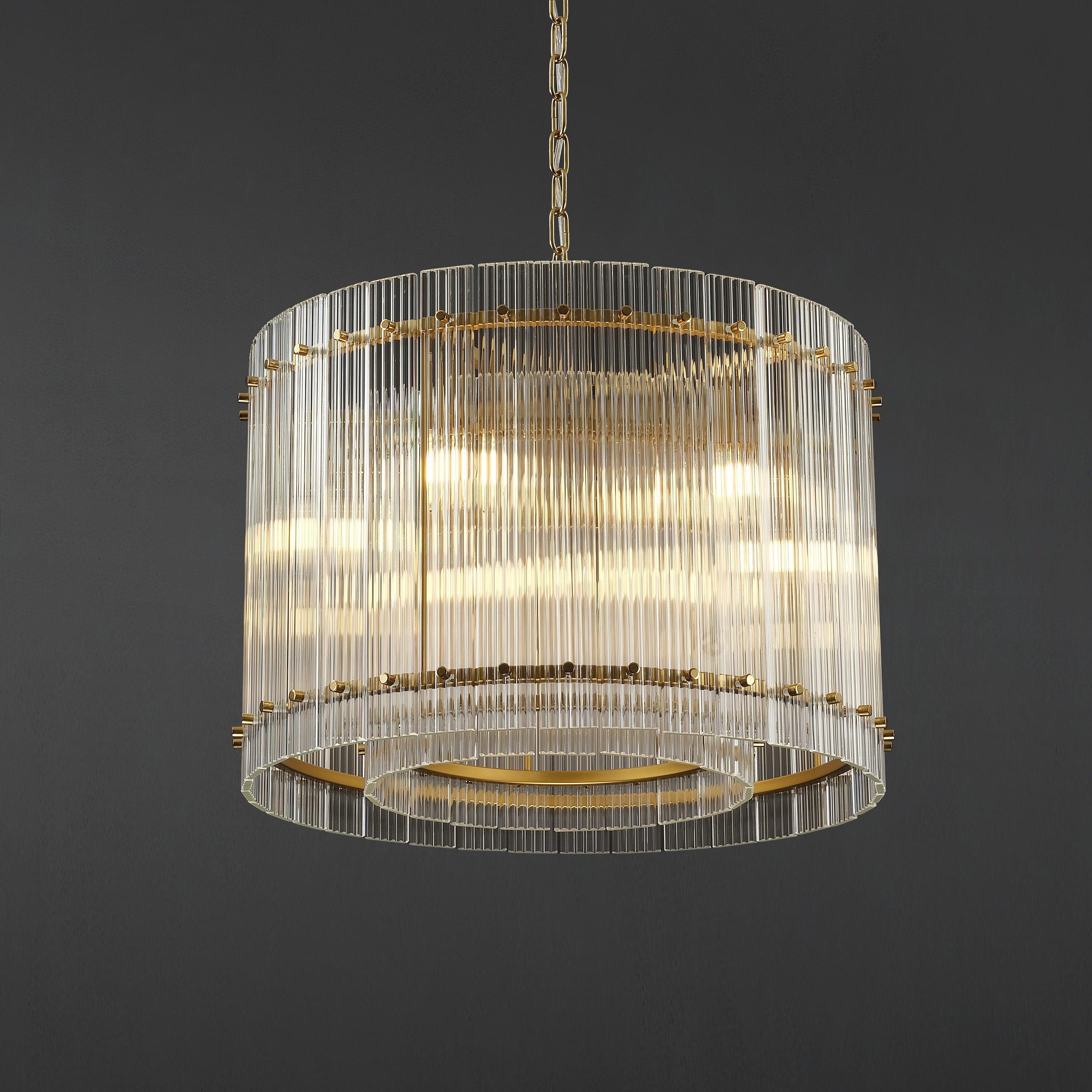 Santa 22 Inch Ribbed Glass Round Chandelier
