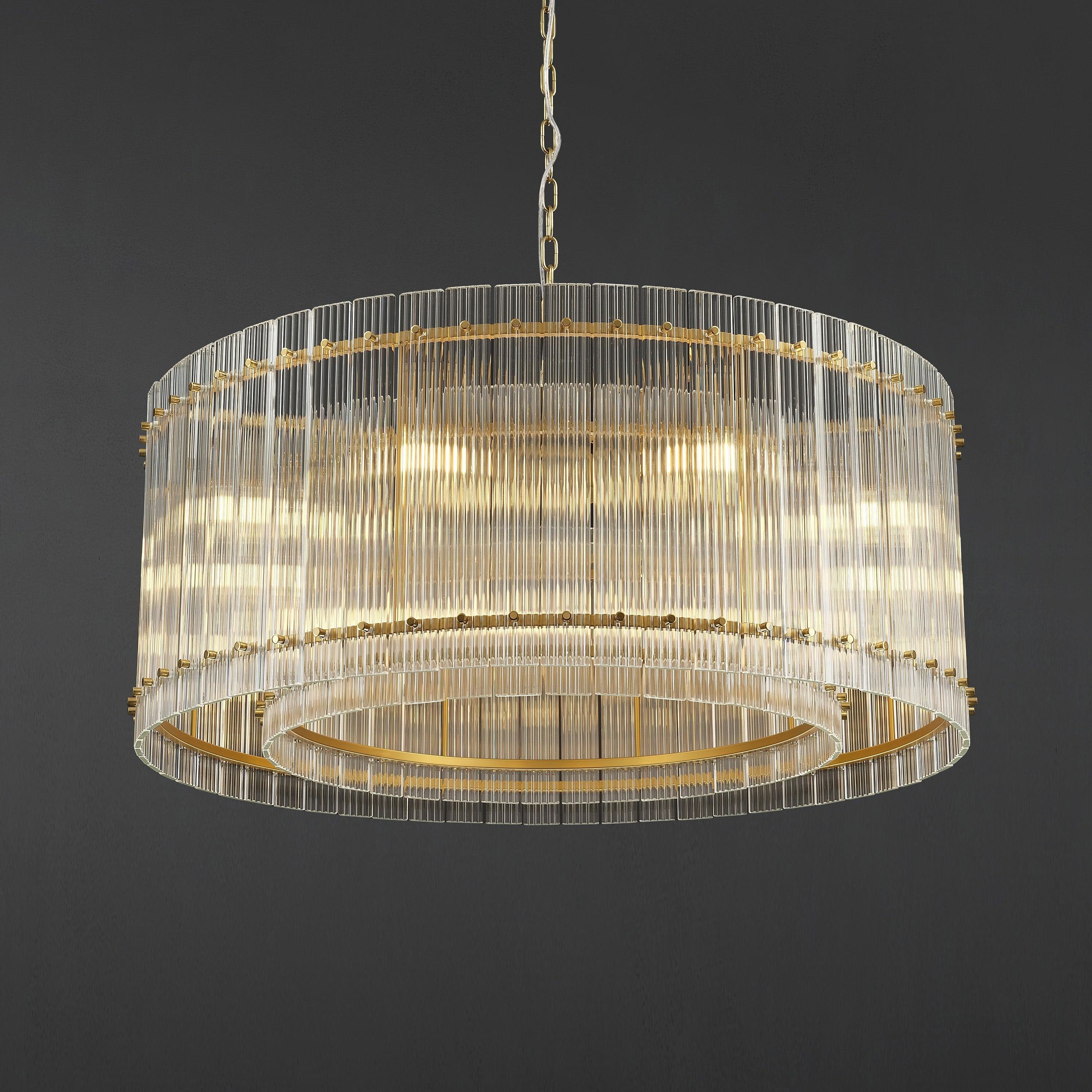 Santa 37 Inch Ribbed Glass Round Chandelier