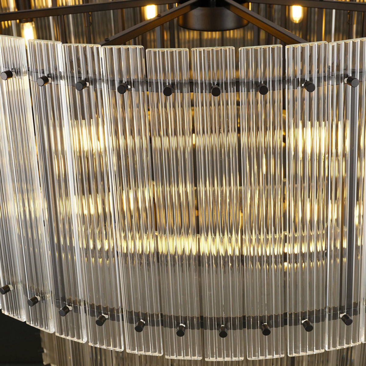 Santa 37 Inch Ribbed Glass Two-Tier Chandelier