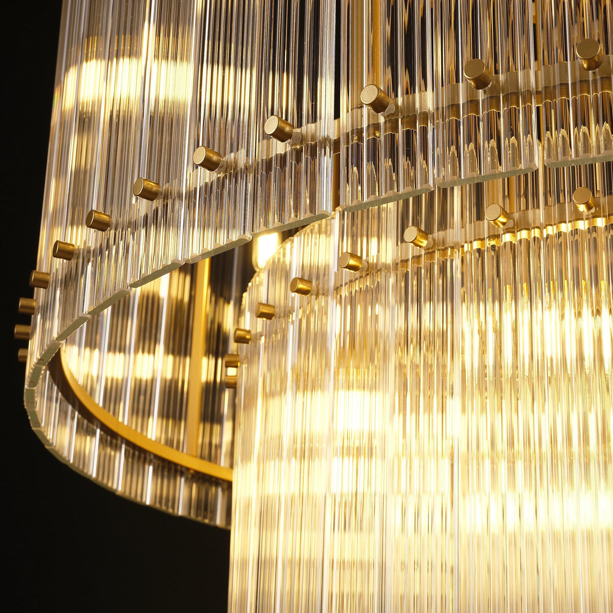 Santa 37 Inch Ribbed Glass Two-Tier Chandelier