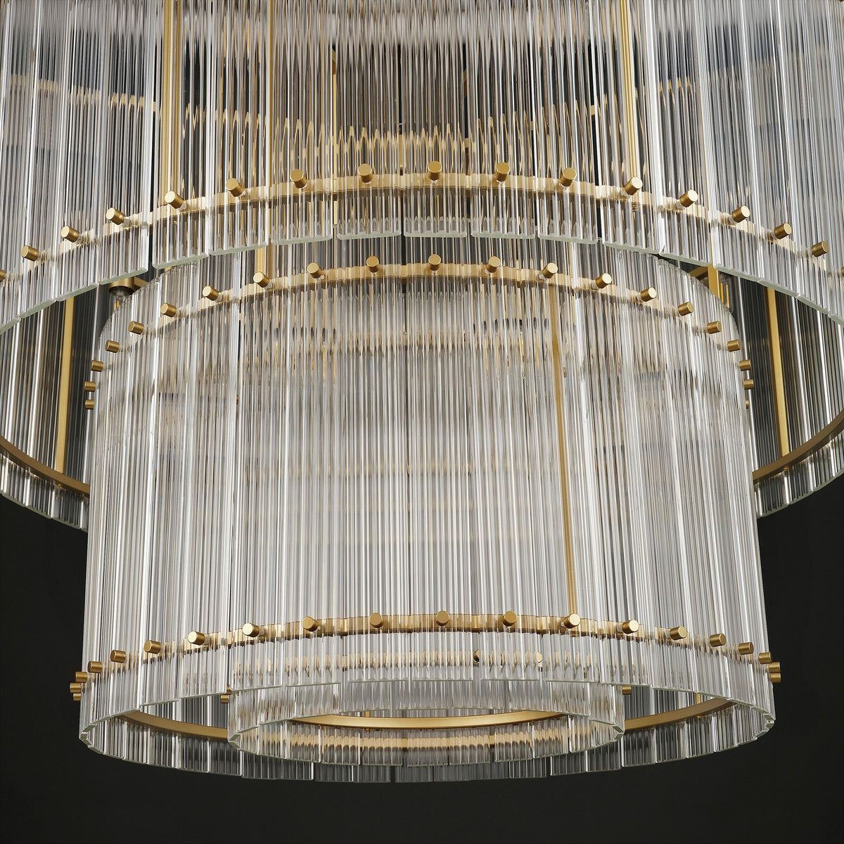 Santa 37 Inch Ribbed Glass Two-Tier Chandelier